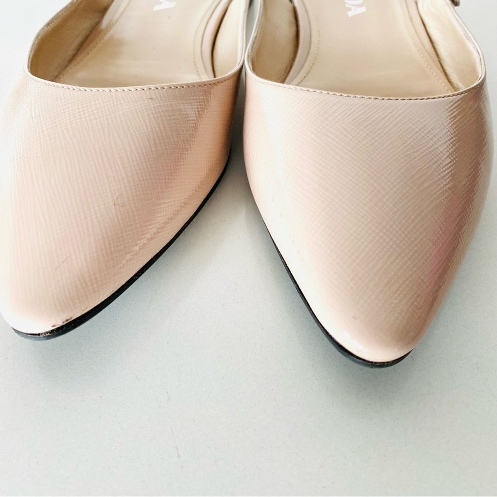 Prada PRADA Nude Cream Beige Patent Leather Flats Slip On Slides Size US 8 / IT 38 - 15 Thumbnail
