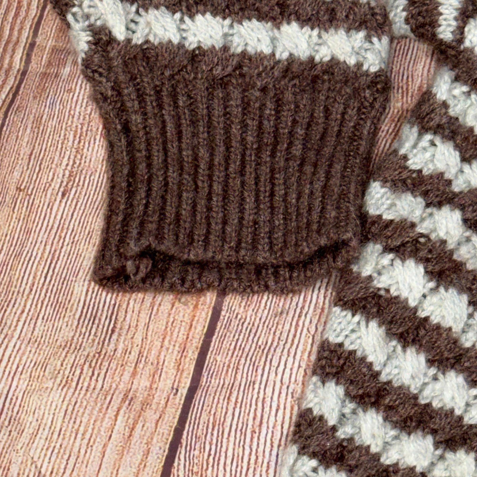 Zara Zara Small Brown and White Striped Knit Sweater Size S / US 4 / IT 40 - 4 Thumbnail