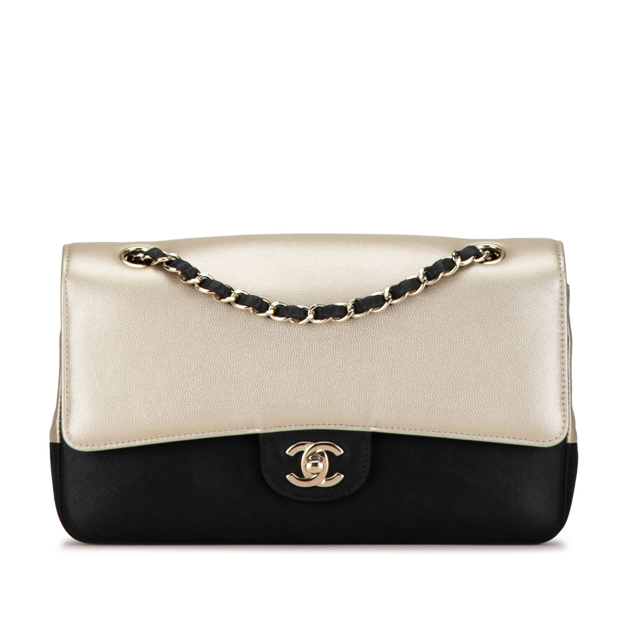 Chanel Chanel Medium Classic Bicolor Caviar Double Flap Silver Size ONE SIZE - 1 Thumbnail