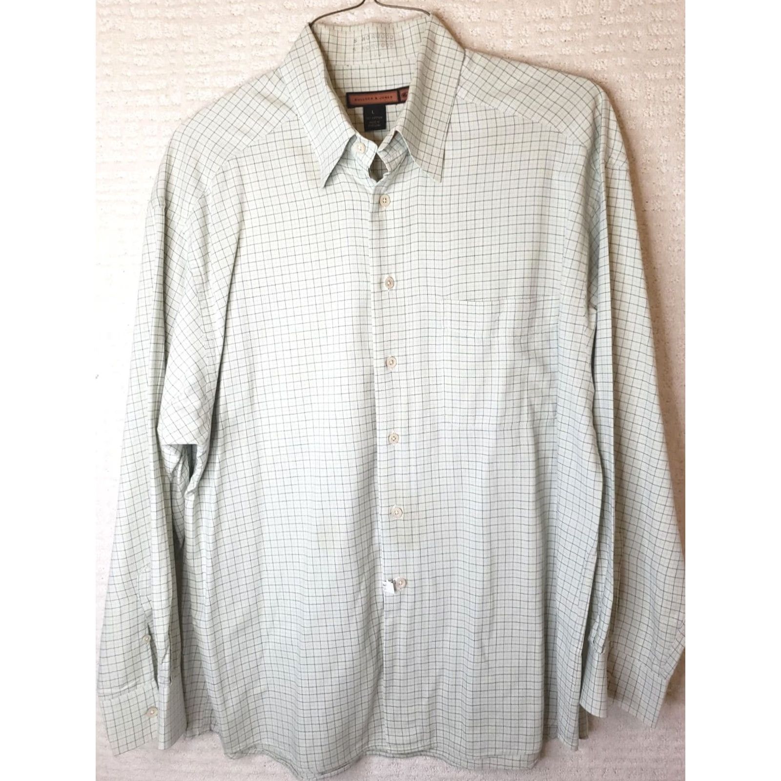 Vintage Bullock & Jones Men's L Green Check Long Sleeve Button-Up Shirt NICE SOFT FEEL Size US L / EU 52-54 / 3 - 2 Thumbnail