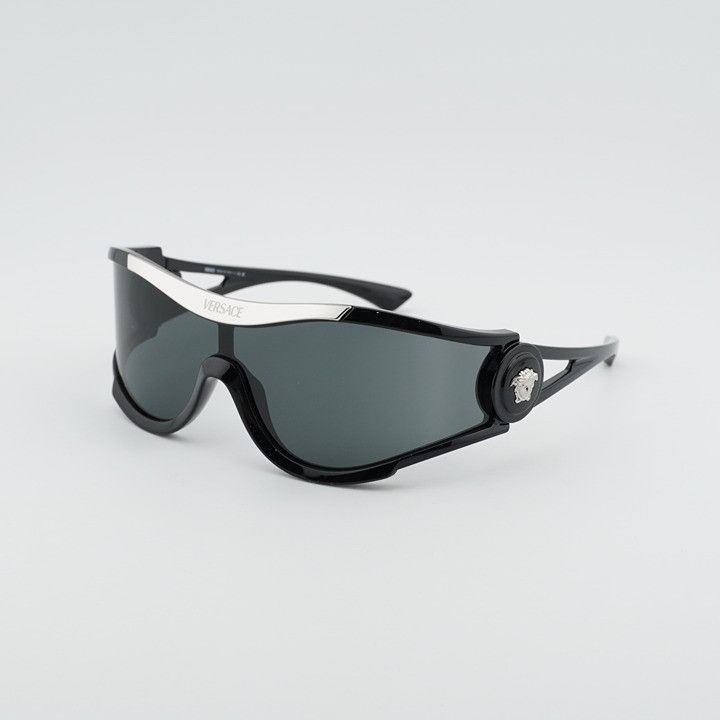 Versace Versace VE4475 GB1/87 Sunglasses Black Shield Frame Size ONE SIZE - 1 Thumbnail