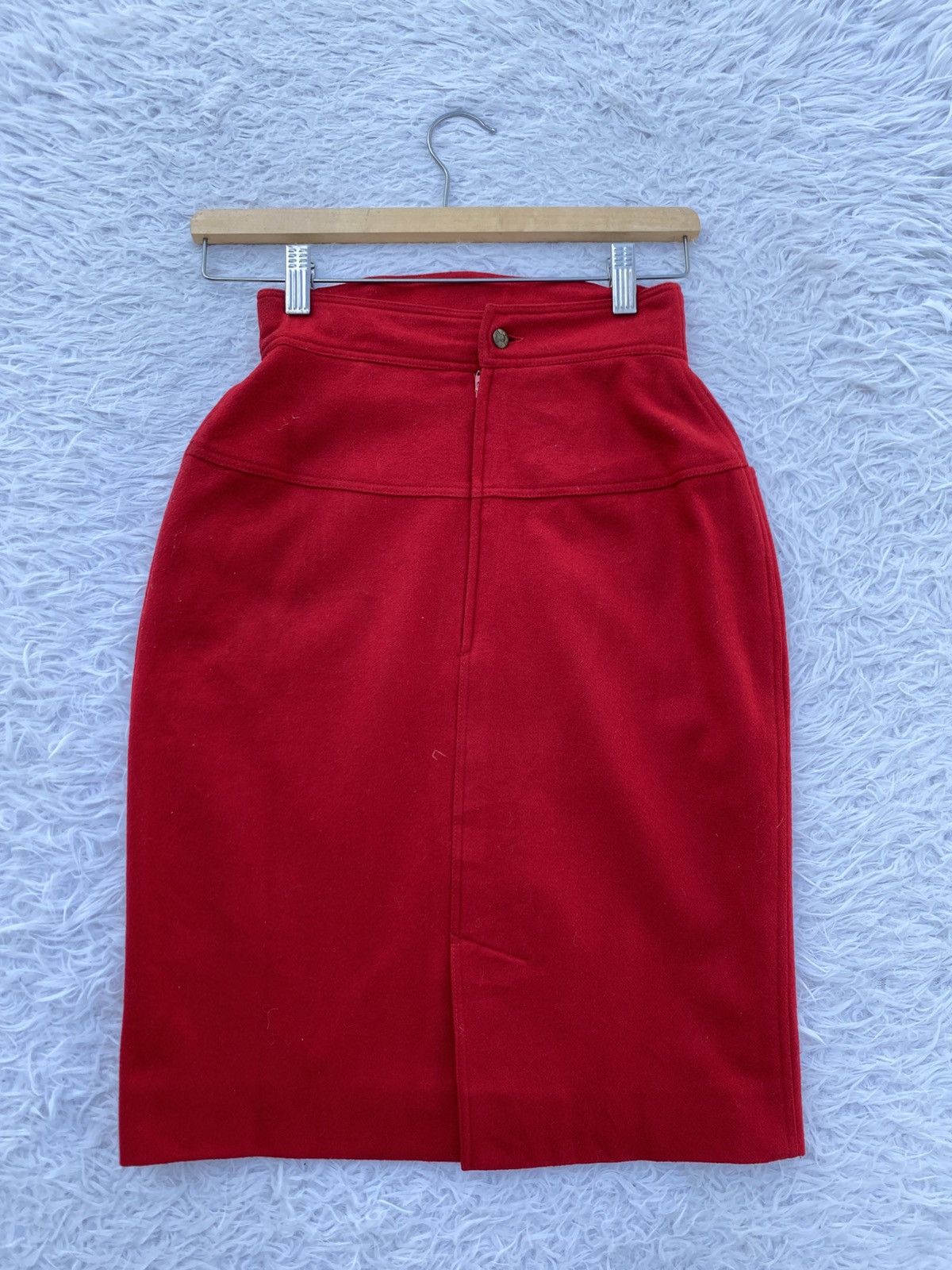 Fendi Rare Vintage 70s FENDI Red Wool Skirt Size 23" - 1 Thumbnail