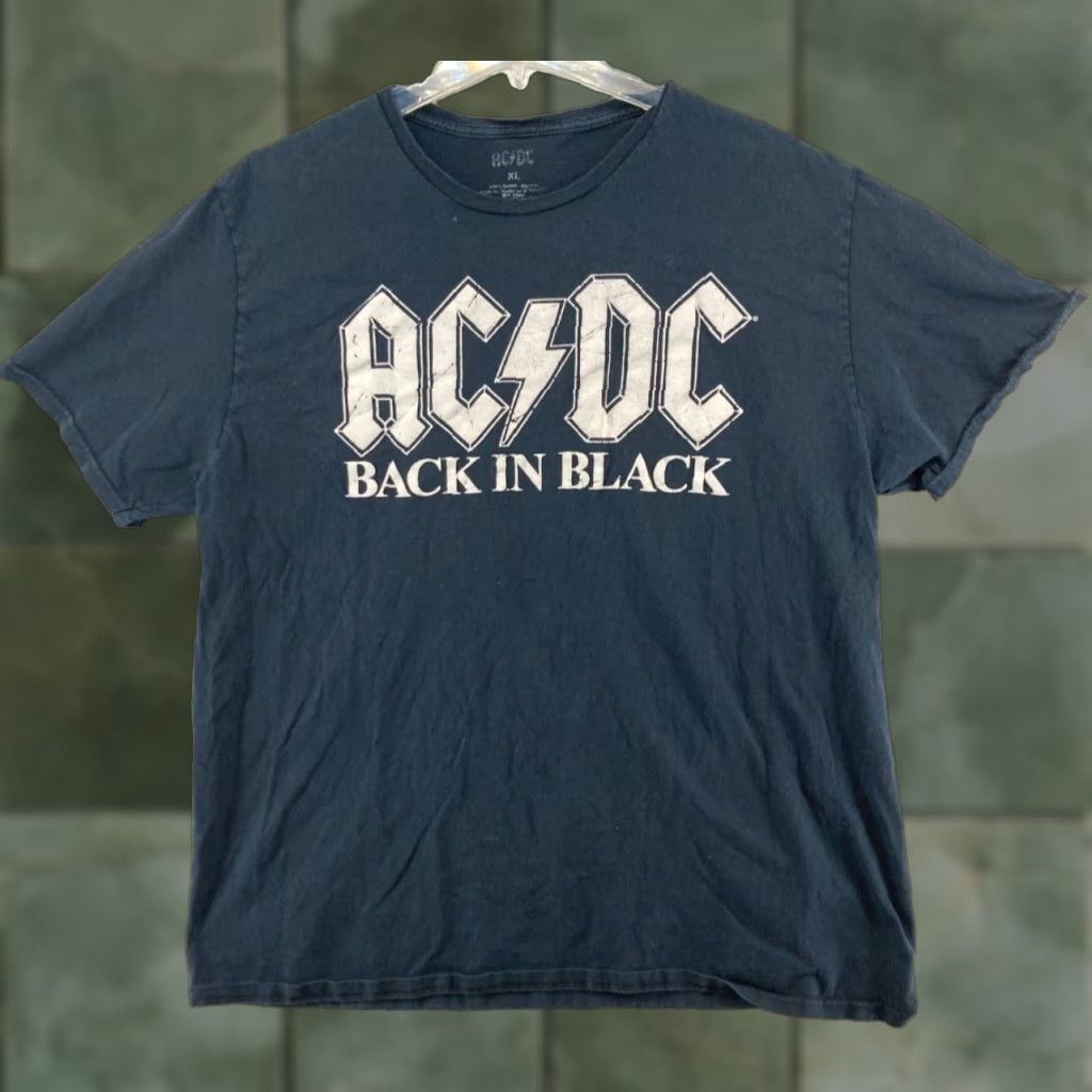 Logo 7 ACDC TShirt XL Black Logo Spellout Back In Black Shirt Mens XL Black Logo Band Music Rock Size US XL / EU 56 / 4 - 1 Thumbnail