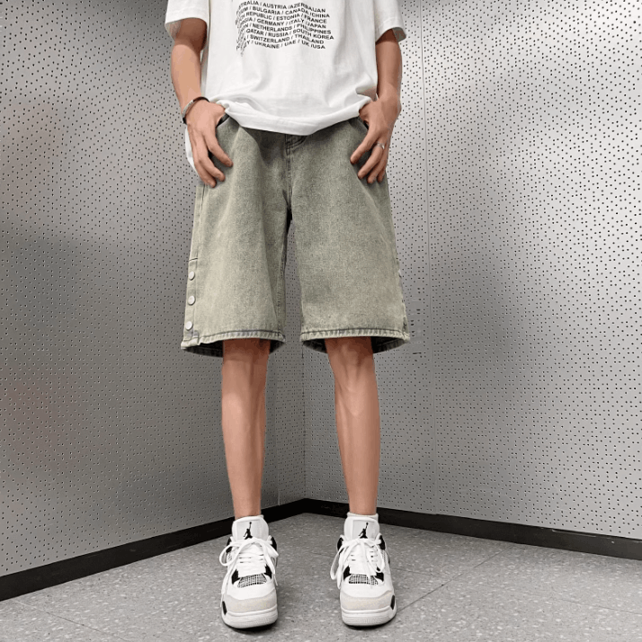 Japanese Brand × Jean Casual straight breasted split denim shorts Size US 32 / EU 48 - 2 Thumbnail