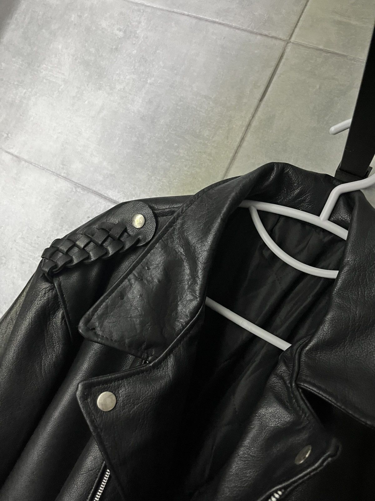Leather Rare Vintage 80s Leather Biker Jacket England Punk Style Size US L / EU 52-54 / 3 - 4 Thumbnail