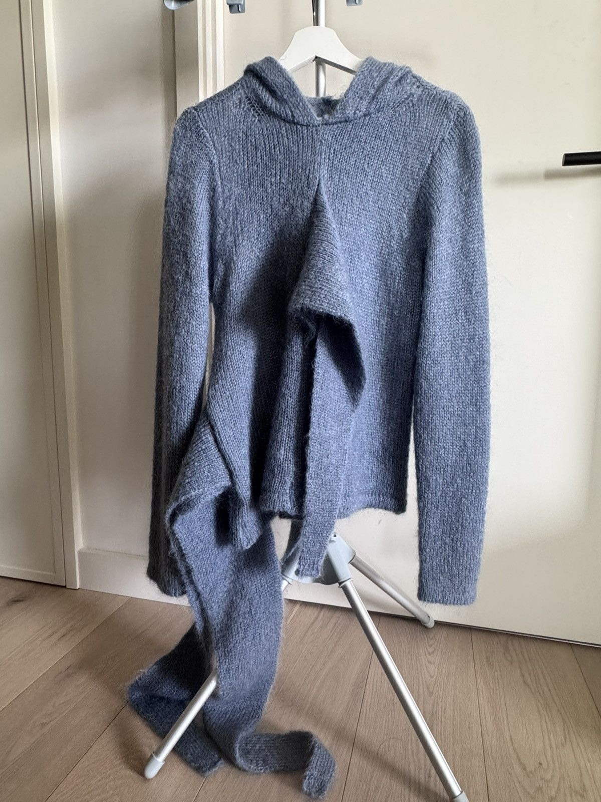Aaron Esh Aaron Esh Tied Mohair Wool Blue Hoodie Size US S / EU 44-46 / 1 - 1 Thumbnail