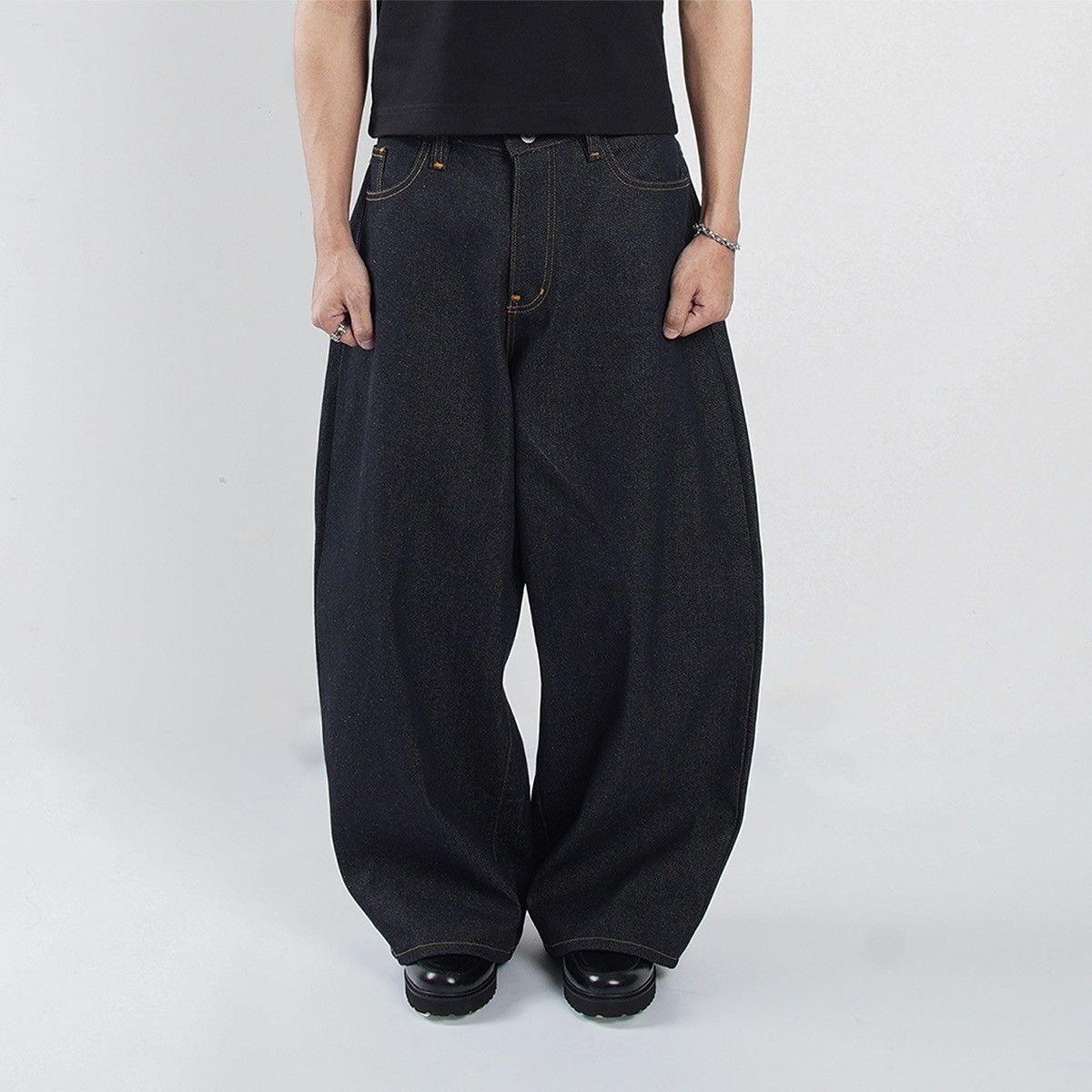 Designer × Japanese Brand Wide Raw Baggy Denim 13.5oz NEW Size US 32 / EU 48 - 3 Thumbnail