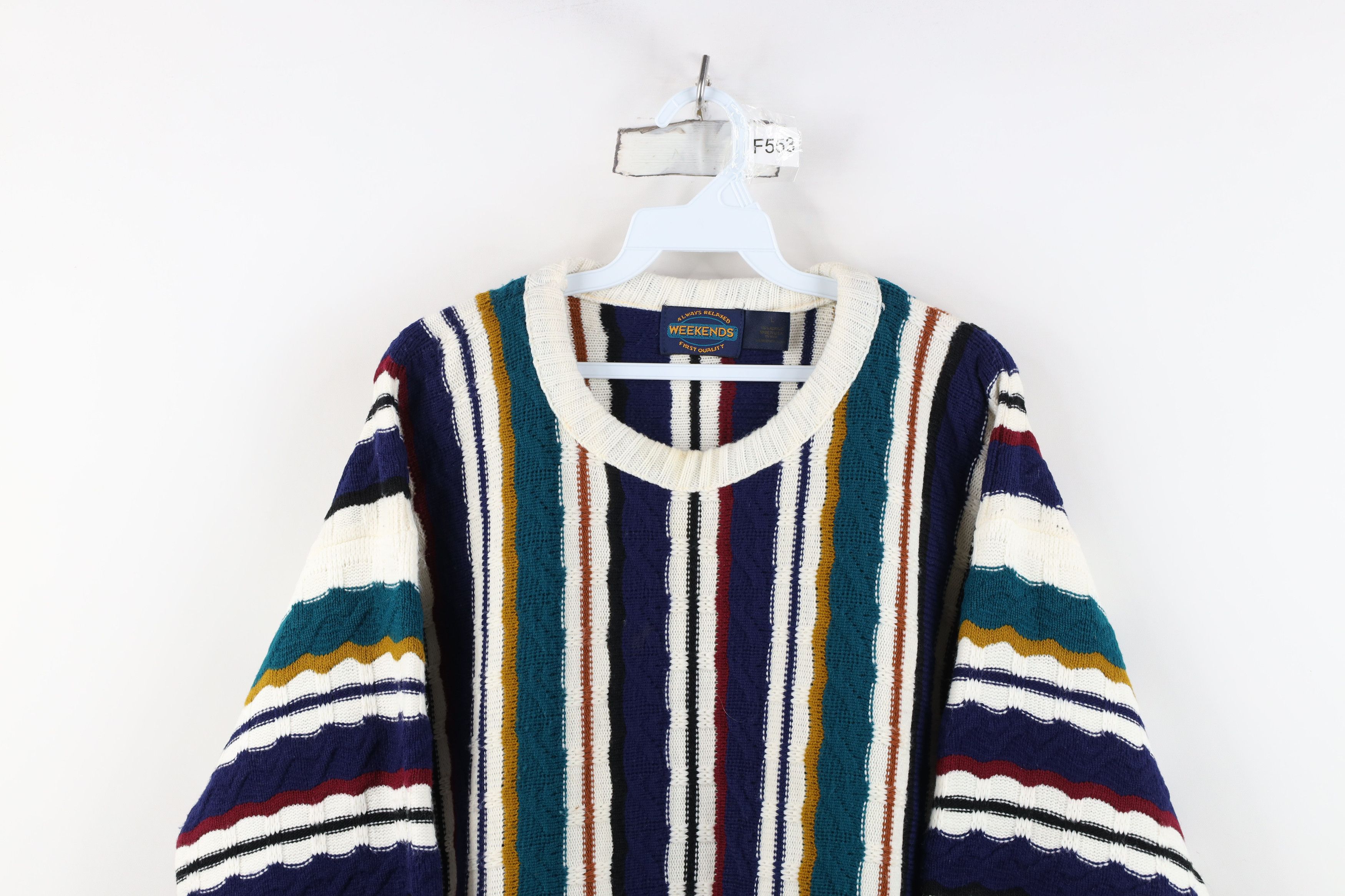 Vintage Vintage 90s Coogi Style Rainbow Cable Knit Sweater USA Size US L / EU 52-54 / 3 - 2 Thumbnail