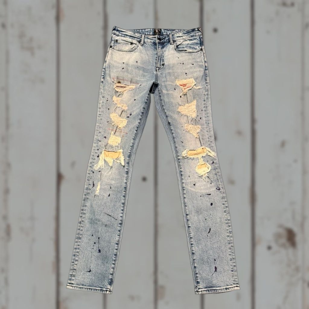 Prps PRPS Le Sabre Slim Tapered Jeans Size 30 Light Wash Distressed Paint Splatter Jeans Size US 30 / EU 46 - 1 Thumbnail