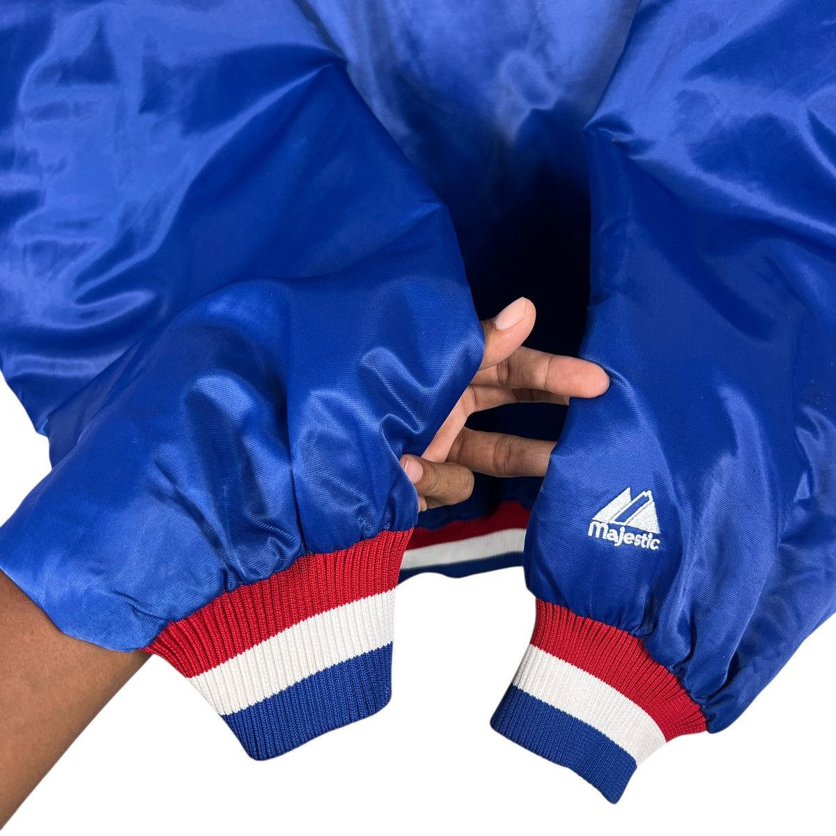 Majestic 🔥 Vintage NBA 76ers Sixers Majestic Satin Bomber Jacket Size US XXL / EU 58 / 5 - 12 Thumbnail