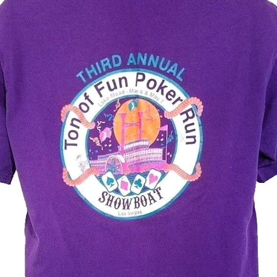 Jerzees VINTAGE Lake Mead Poker Run Mens T Shirt 90s Showboat Vegas Made In USA Large Purple Jerzees Size US L / EU 52-54 / 3 - 4 Thumbnail