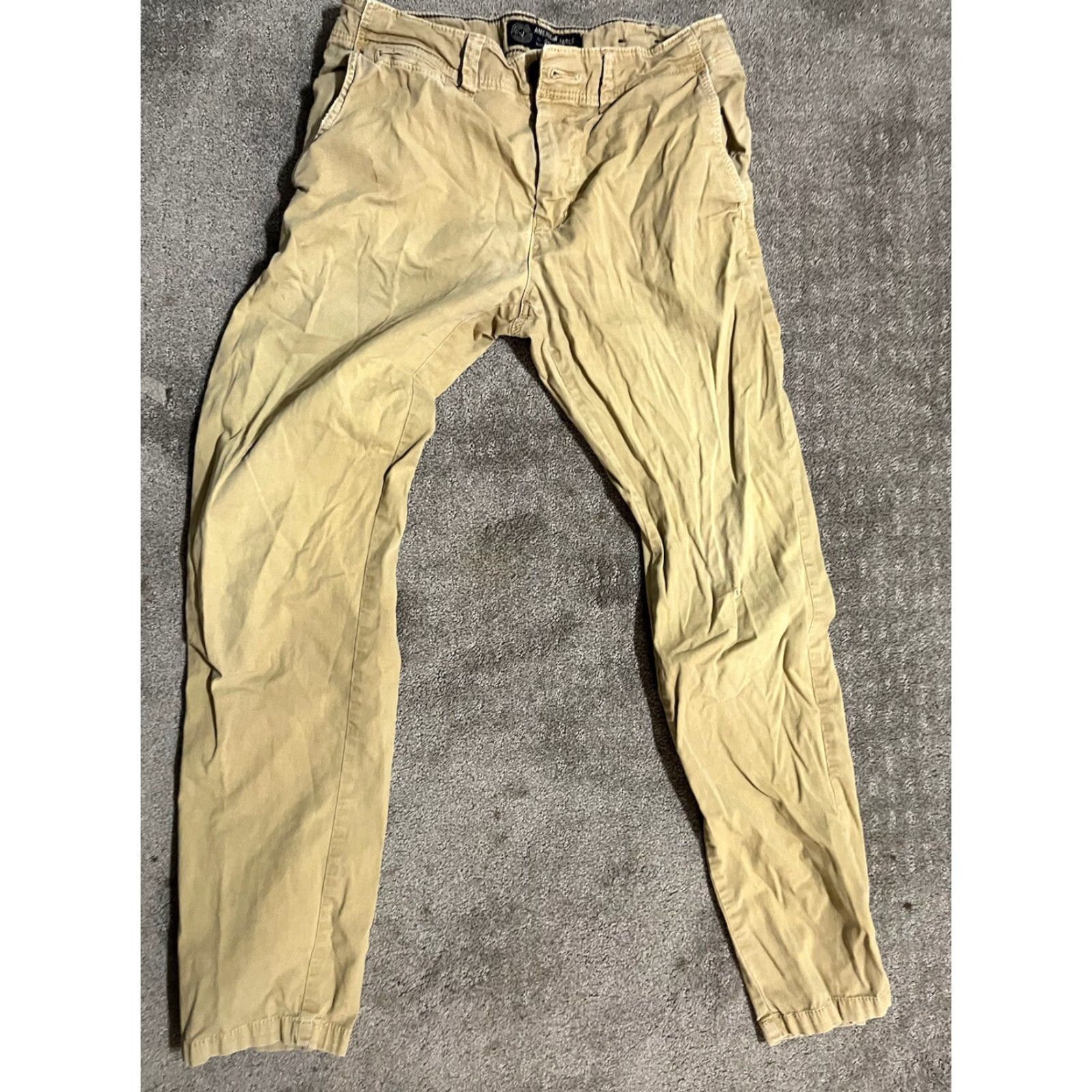 American Eagle Outfitters American Eagle Slim Fit Khaki Pants 30x32 Beige Flat Front Stretch Casual Mens Size US 30 / EU 46 - 3 Thumbnail