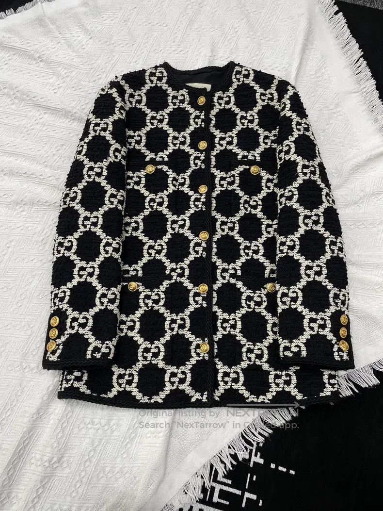 Gucci Gucci Black and white full logo full double G tweed coat Size XS / US 0-2 / IT 36-38 - 1 Thumbnail