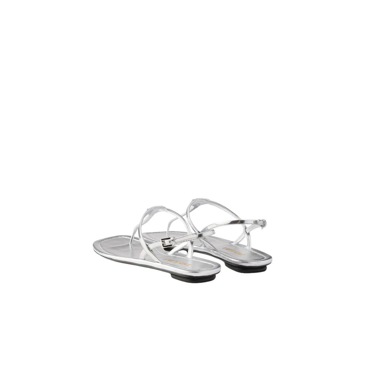 Prada PRADA $1050 Silver Metallic leather thong sandals New & Auth Size US 9 / IT 39 - 4 Thumbnail