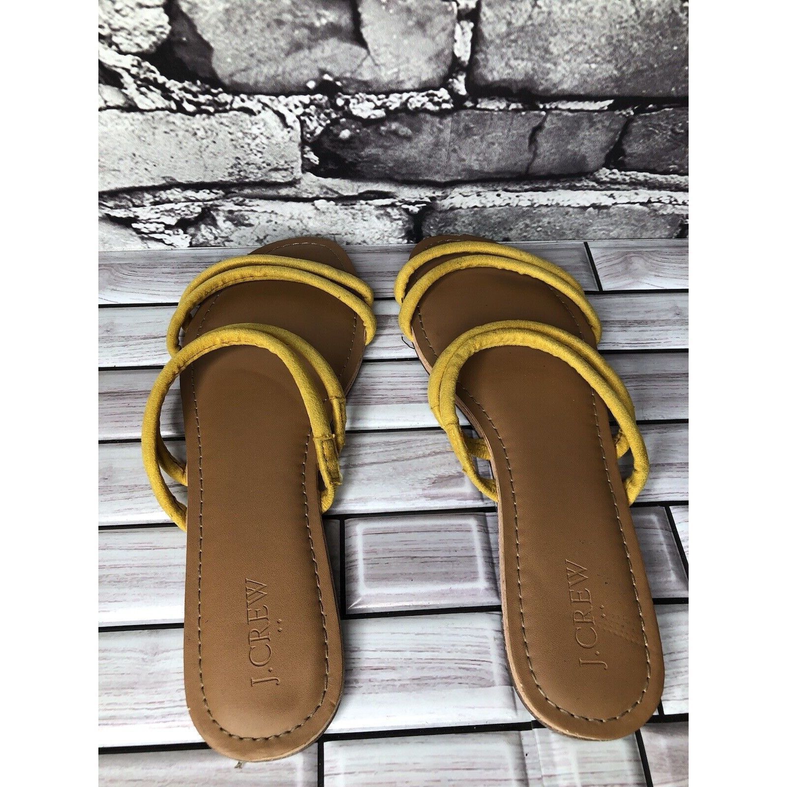 J.Crew J. Crew Factory Seaside Yellow Suede Double Strap Slides San Size US 9 / IT 39 - 11 Thumbnail