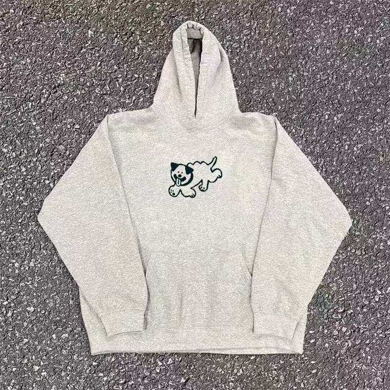 Japanese Brand × Vintage Grey retro pet puppy pattern cotton hoodie Size US L / EU 52-54 / 3 - 2 Thumbnail