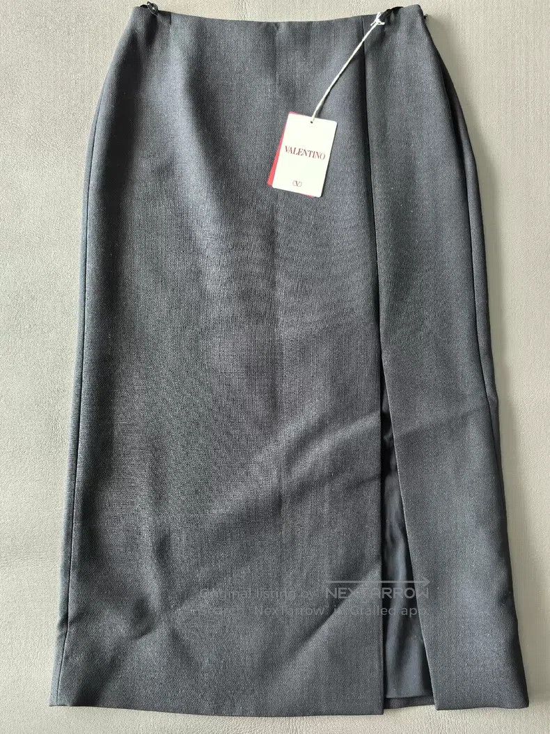 Valentino Valentino Wool black slit skirt Size S / US 4 / IT 40 - 1 Thumbnail