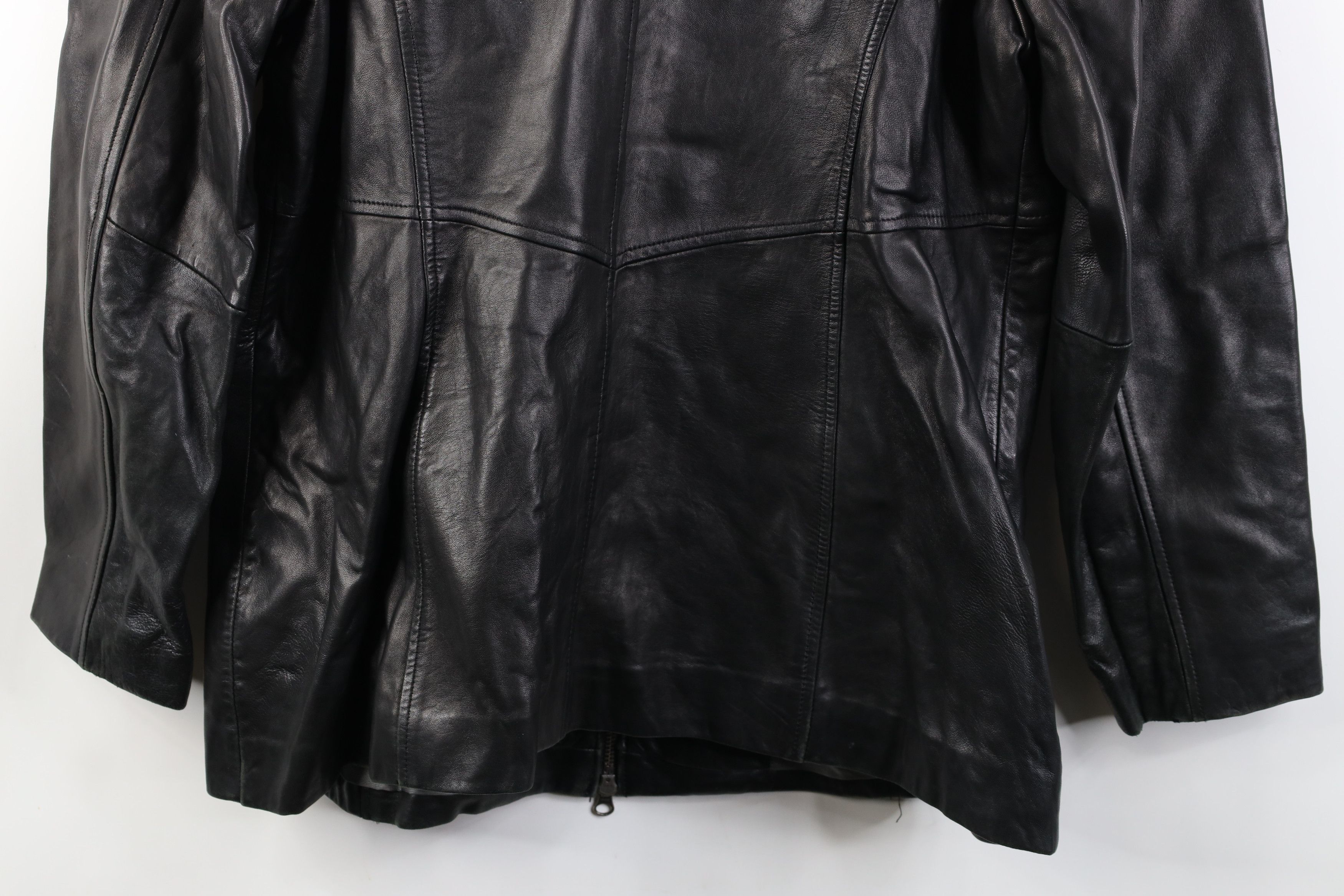 Vintage Vintage 90s Streetwear Soft Leather Collared Jacket Black Size US L / EU 52-54 / 3 - 15 Thumbnail