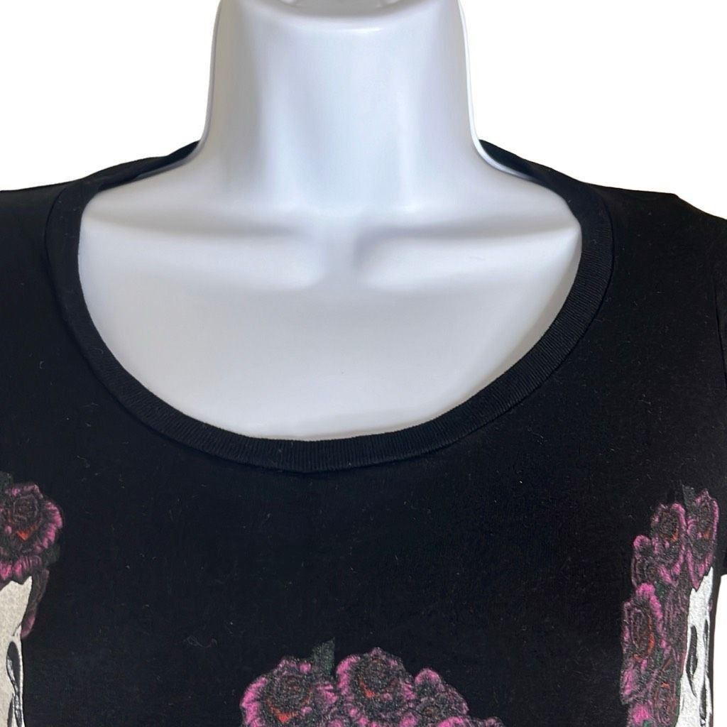 Other Lauren Moshi Womens Size XS Skull Roses Tunic Top Black Day Size XS / US 0-2 / IT 36-38 - 3 Thumbnail