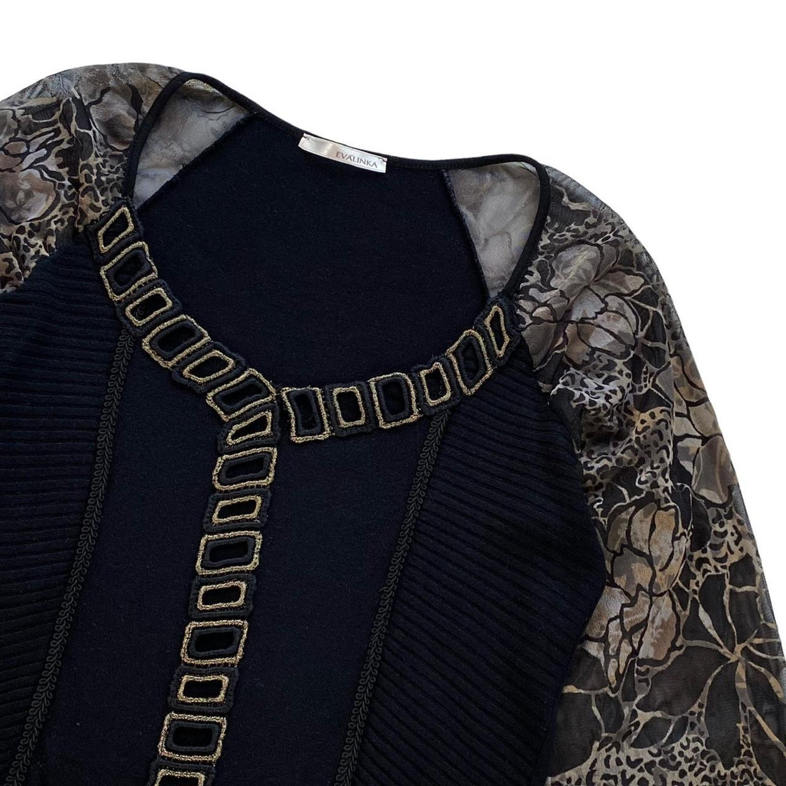Designer × Other Evalinka Floral Animal Print Mesh Sweater Top UK Size 10/12 Size M / US 6-8 / IT 42-44 - 2 Thumbnail