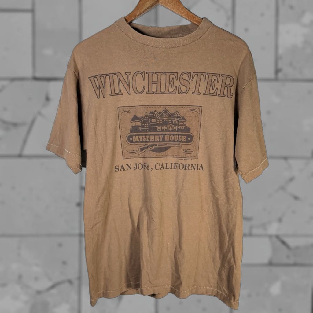 Vintage VINTAGE Belton Winchester Mystery Graphic Tee Shirt USA Large Brown Single Stitch Mens Size US L / EU 52-54 / 3 - 1 Thumbnail