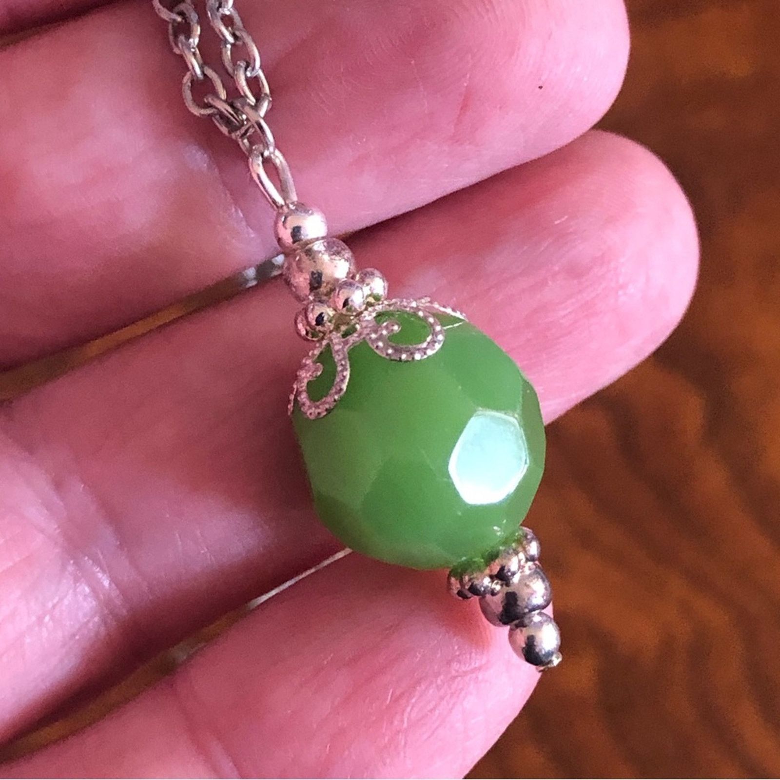 Handmade Hand crafted faceted green chalcedony cap necklace Size ONE SIZE - 2 Thumbnail