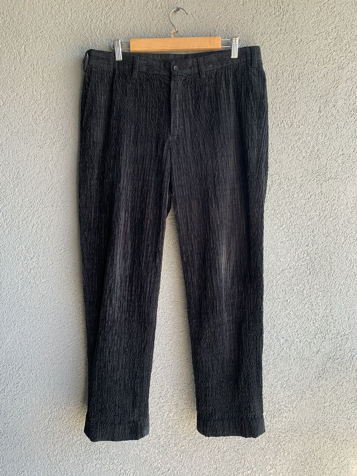 image of Issey Miyake Men Velour Pants Very Size 3 in Black