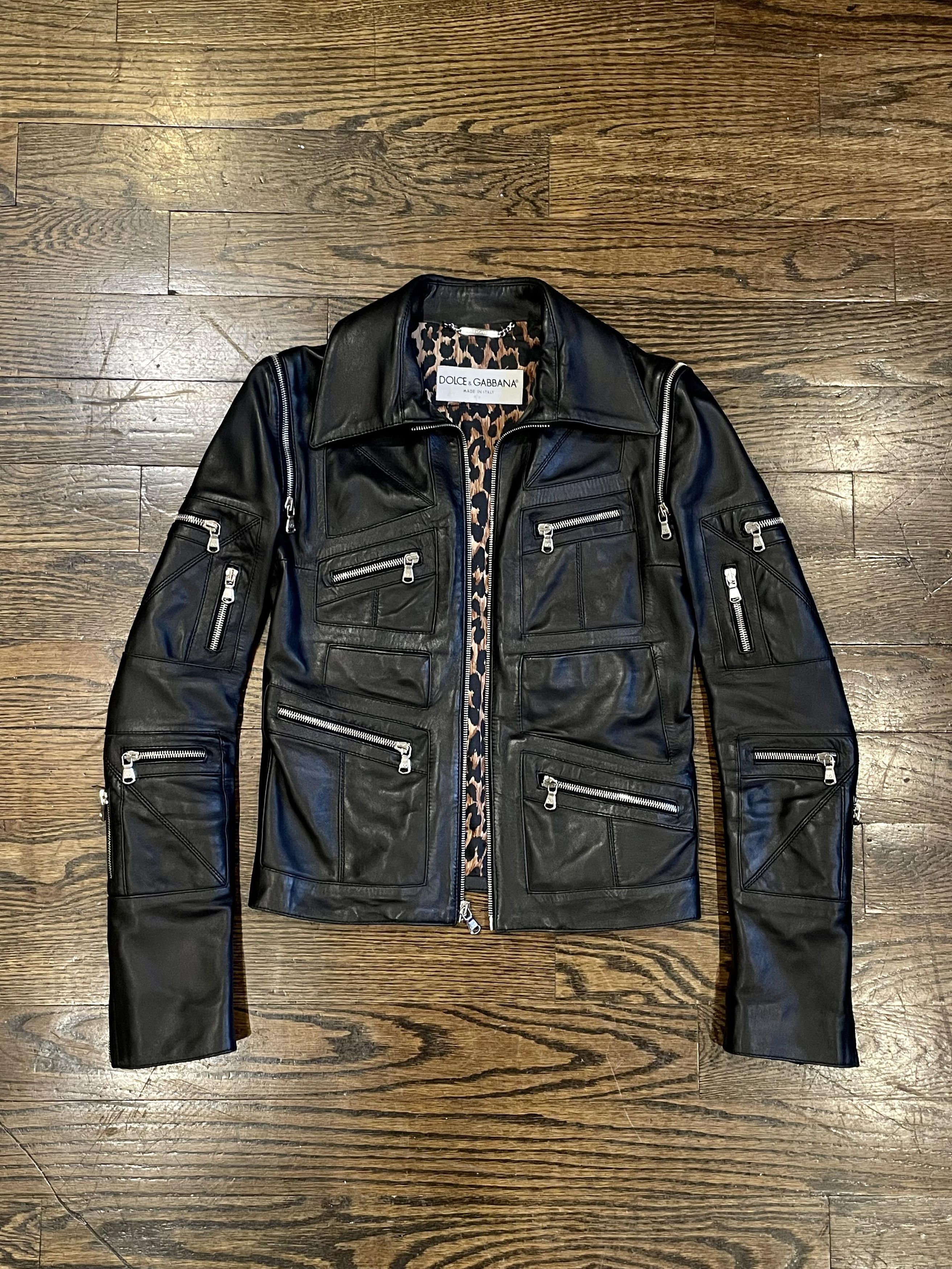Dolce&Gabbana Leather Moto Zip Jacket