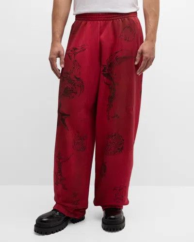 Balenciaga o1la1rc1a0925 Tat Baggy Sweatpants & Joggers in Red Size US 34 / EU 50 - 2 Thumbnail