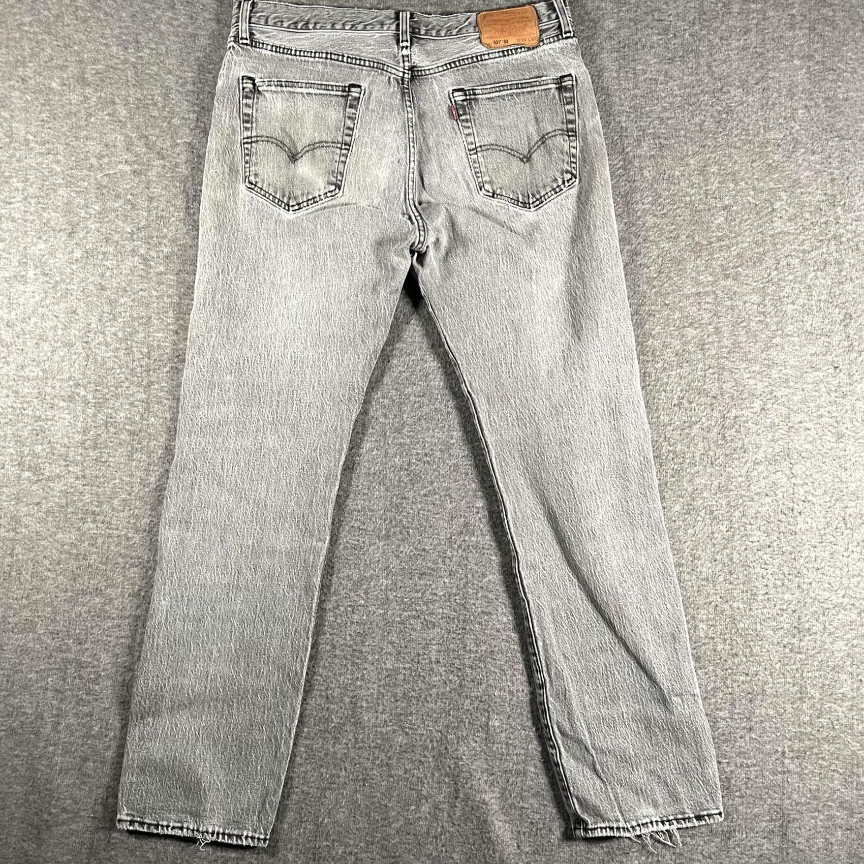 Levi's VINTAGE Levi's 501 '93 Mens Jeans 34x31 Gray Button Fly Straight Leg Denim Y2K Distressed Pockets Red Tab Leather Patch Size US 34 / EU 50 - 4 Thumbnail
