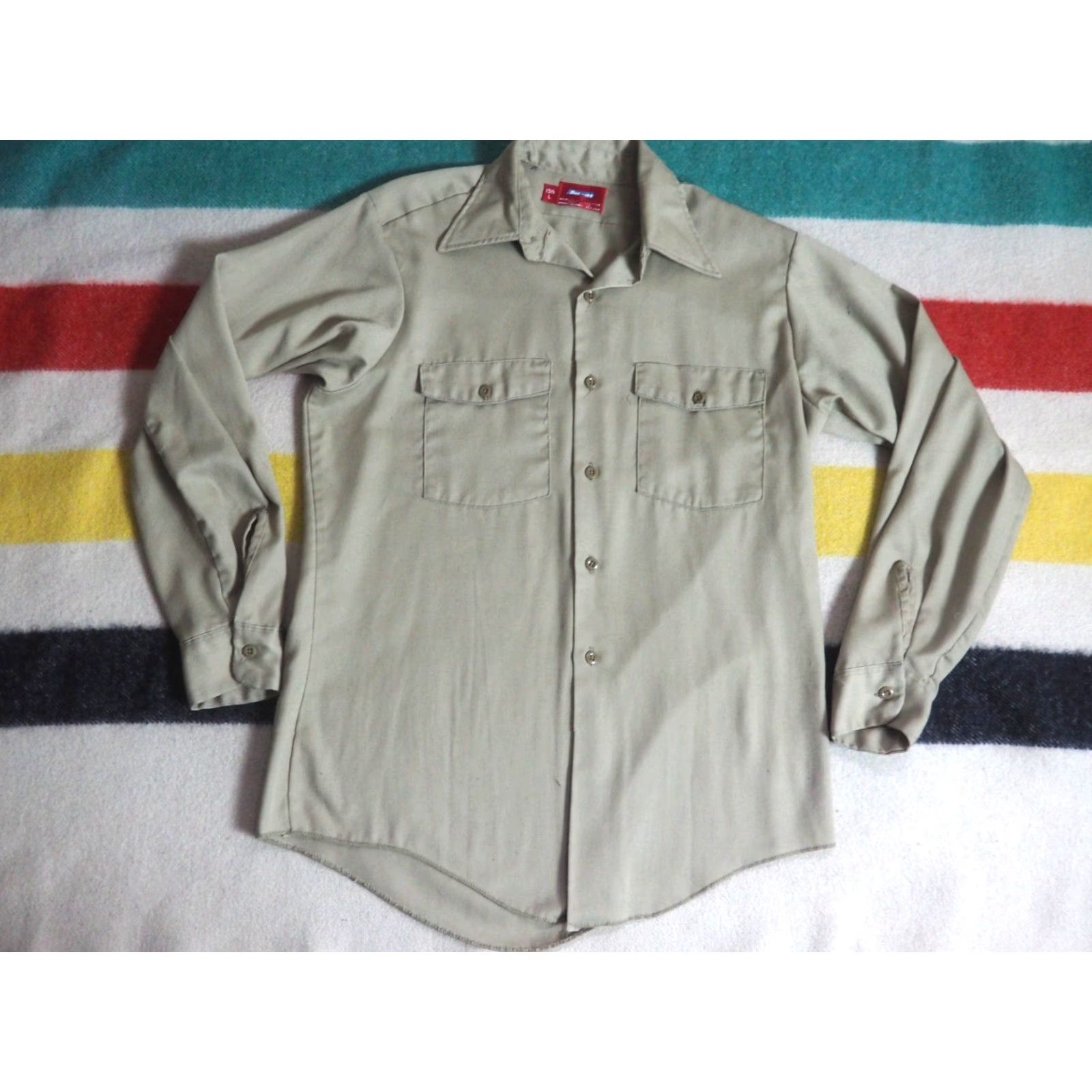 Dickies VTG 70s Dickies Tan Beige Polycotton Pocket USA Made Button Work Shirt Mens L Size US L / EU 52-54 / 3 - 2 Thumbnail