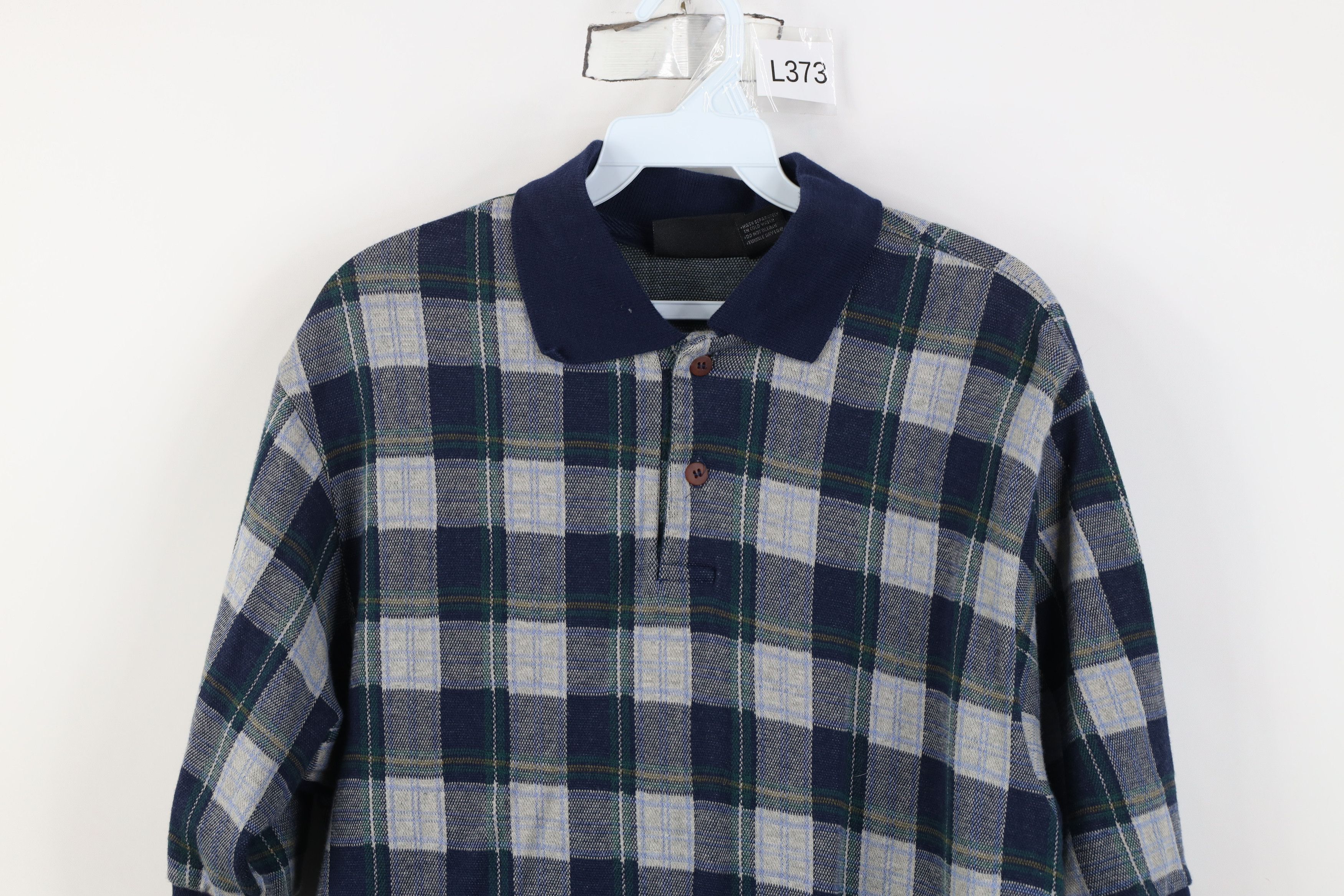 Vintage Vintage 90s Streetwear Cotton Knit Golf Polo Shirt Plaid USA Size US M / EU 48-50 / 2 - 2 Thumbnail
