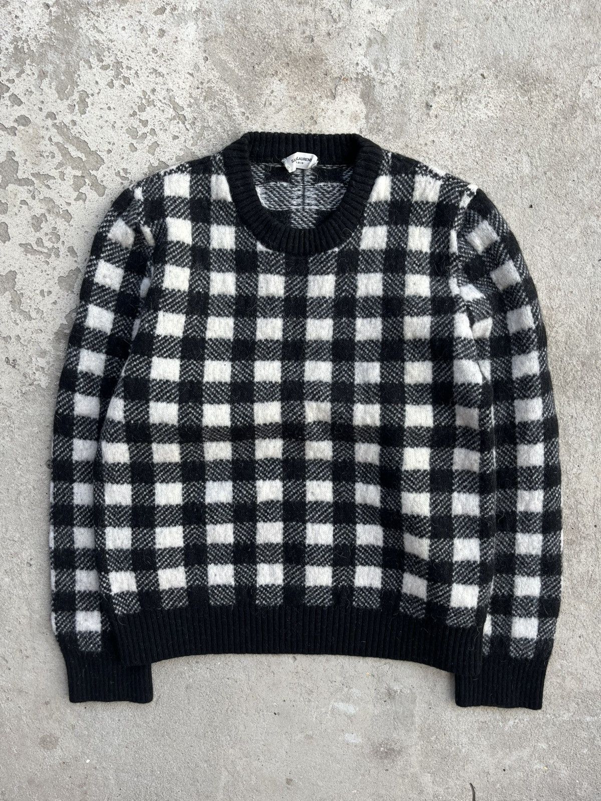 Hedi Slimane × Saint Laurent Paris FW14 Saint Laurent by Hedi Slimane Wool Checkered Sweater Size US S / EU 44-46 / 1 - 1 Thumbnail