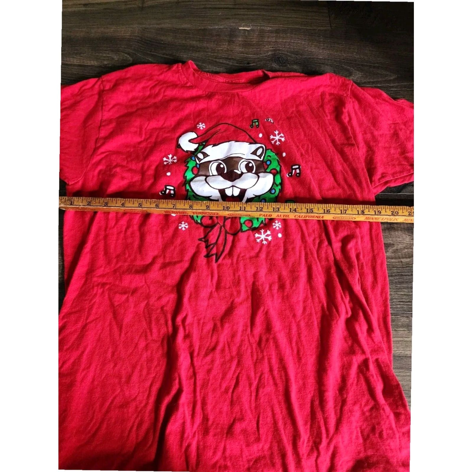 Vintage Bucees Christmas Tree Rocking Around Short Sleeve T Shirt Red Adult Large Size US L / EU 52-54 / 3 - 2 Thumbnail