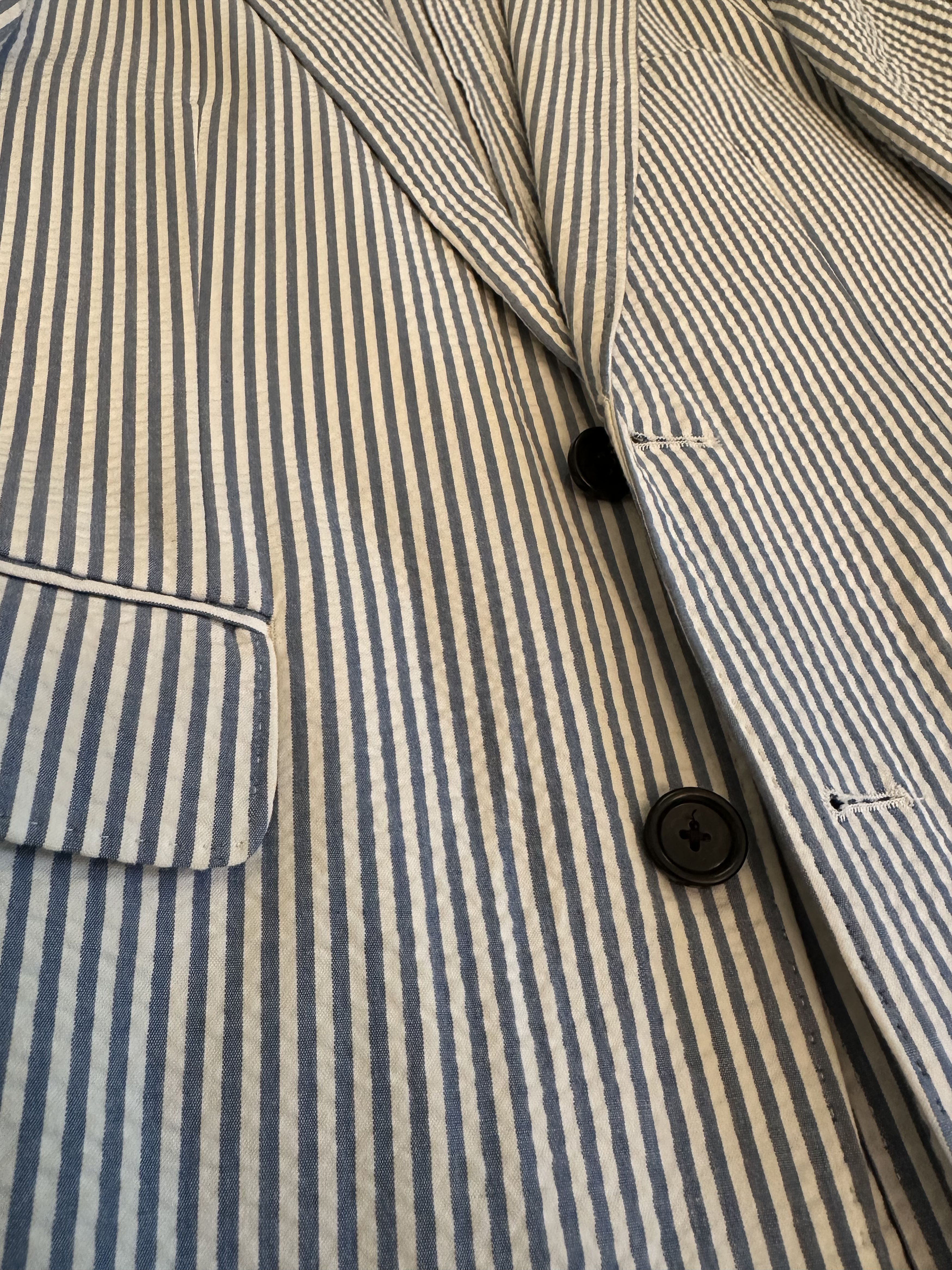 J.Crew J-Crew Seersucker Suit (Blue and White Stripe) Size 34S - 3 Thumbnail
