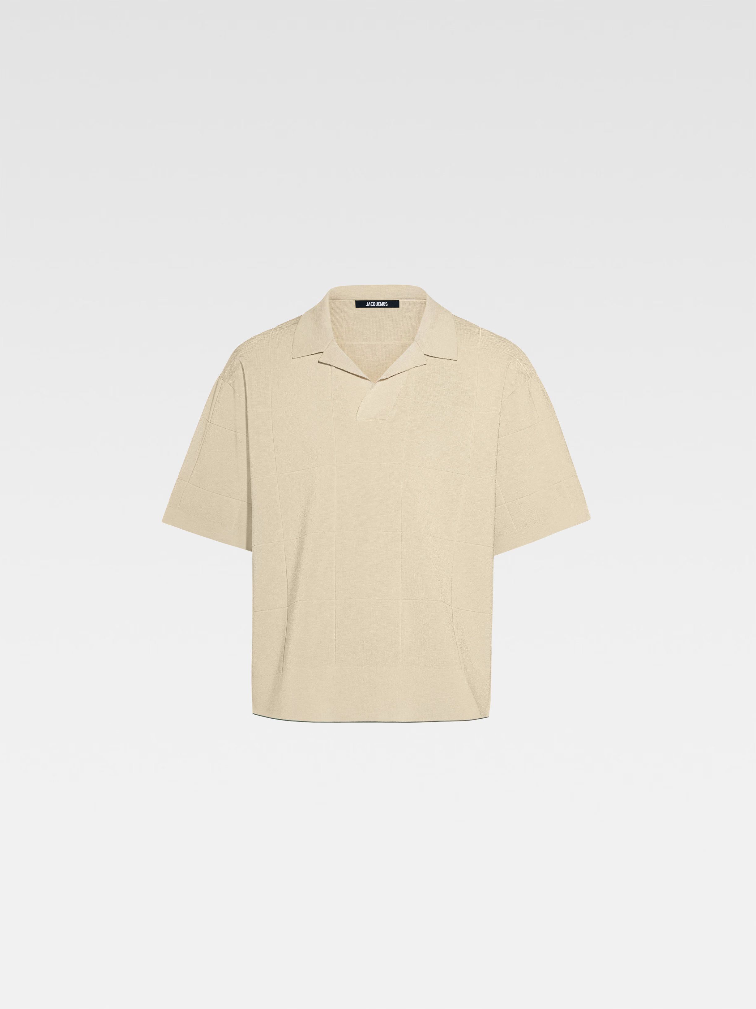 Jacquemus o1s22i1n1024 Boxy Polo Shirt in Beige Size US L / EU 52-54 / 3 - 1 Thumbnail