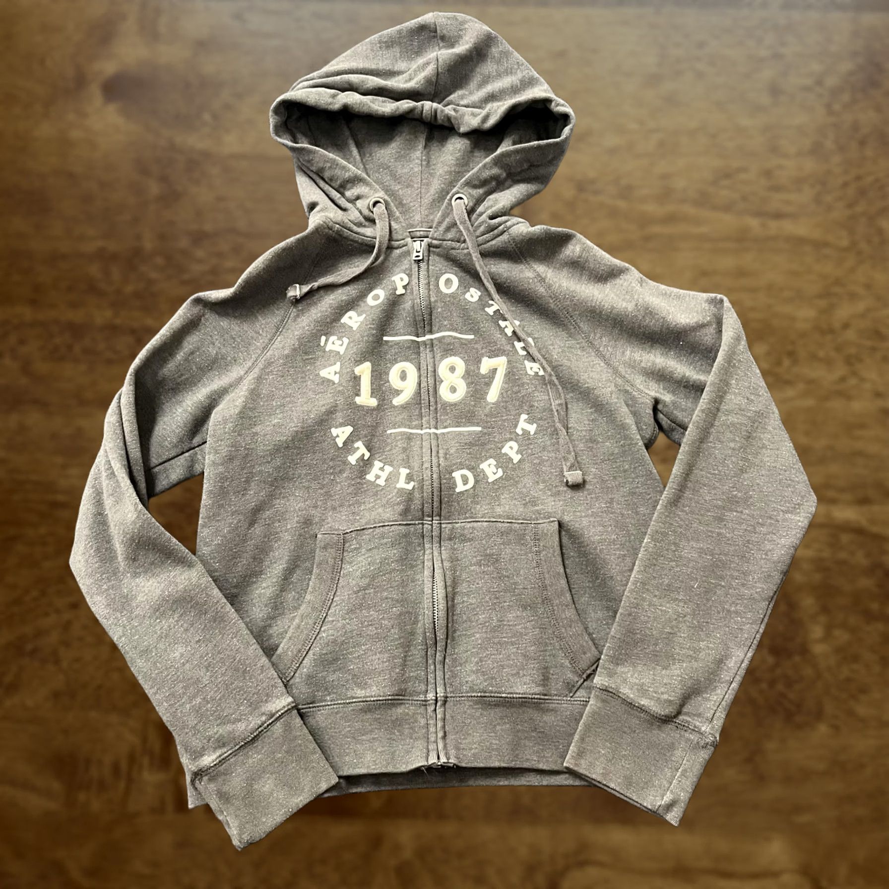 Aeropostale VINTAGE Aeropostale Hoodie Womens M Gray 1987 ATHL DEPT Full Zip Fleece Graphic Size M / US 6-8 / IT 42-44 - 1 Thumbnail