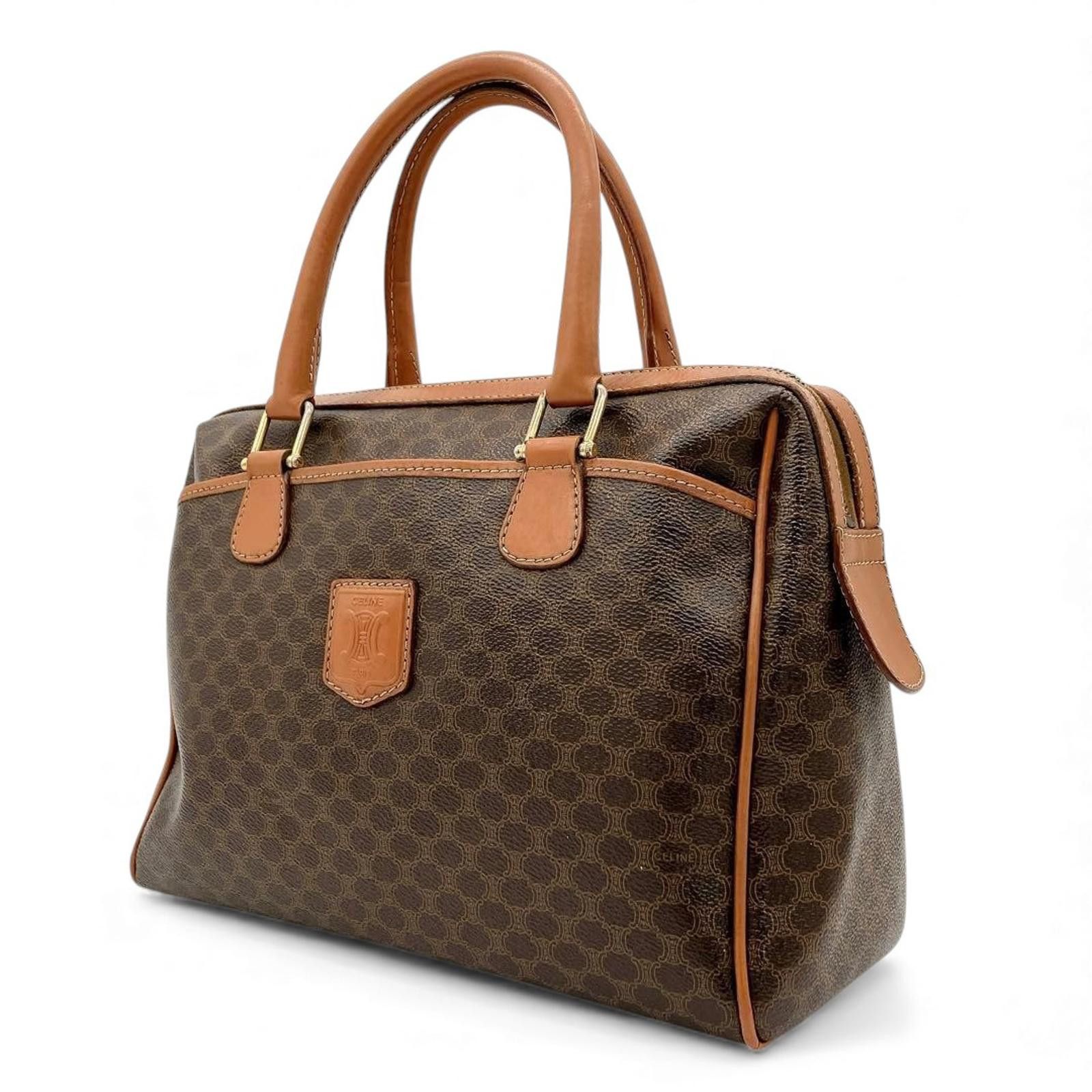 Celine Celine - Vintage Macadam Canvas Handbag Leather Trim Size ONE SIZE - 2 Thumbnail