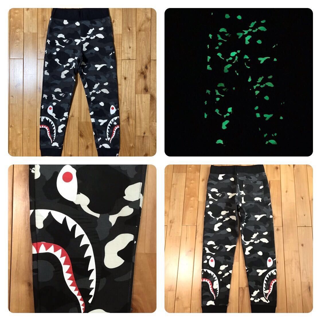 image of Glow In The Dark Bape City Camo Shark Sweat Pants ★Size S in Black Camo, Men's (Size 30)