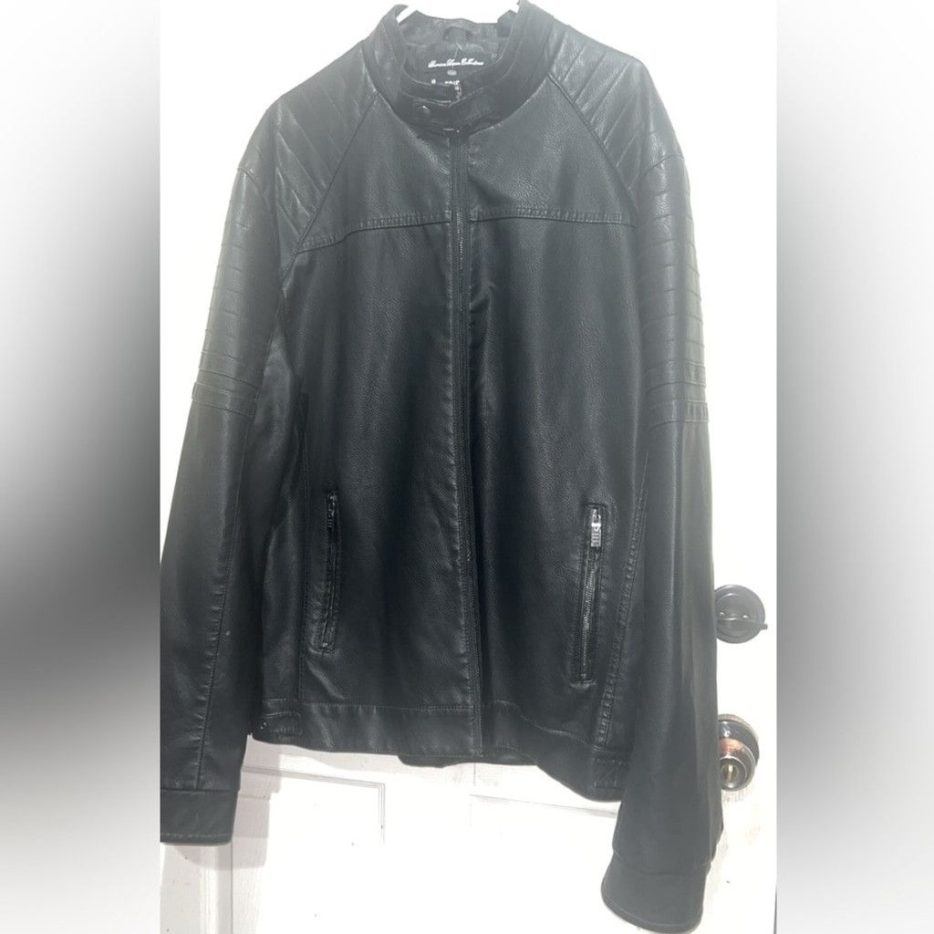 Other Fried Denim NYC men's faux Black leather jacket w pockets Size US XXL / EU 58 / 5 - 1 Thumbnail