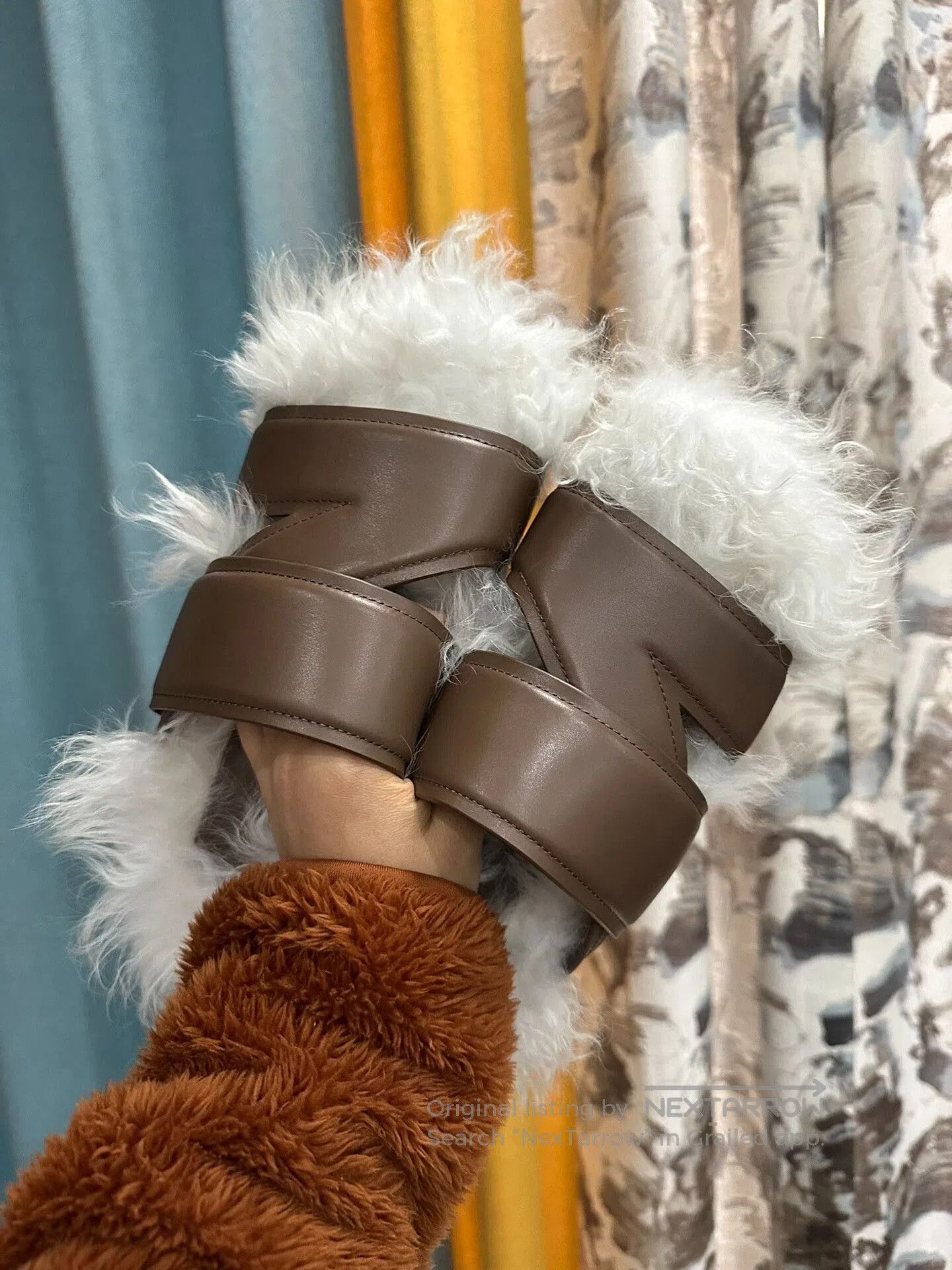 Japanese Brand YOEYYOU Fur-Lined Leather Sandals for Women. Size US 6 / IT 36 - 1 Thumbnail