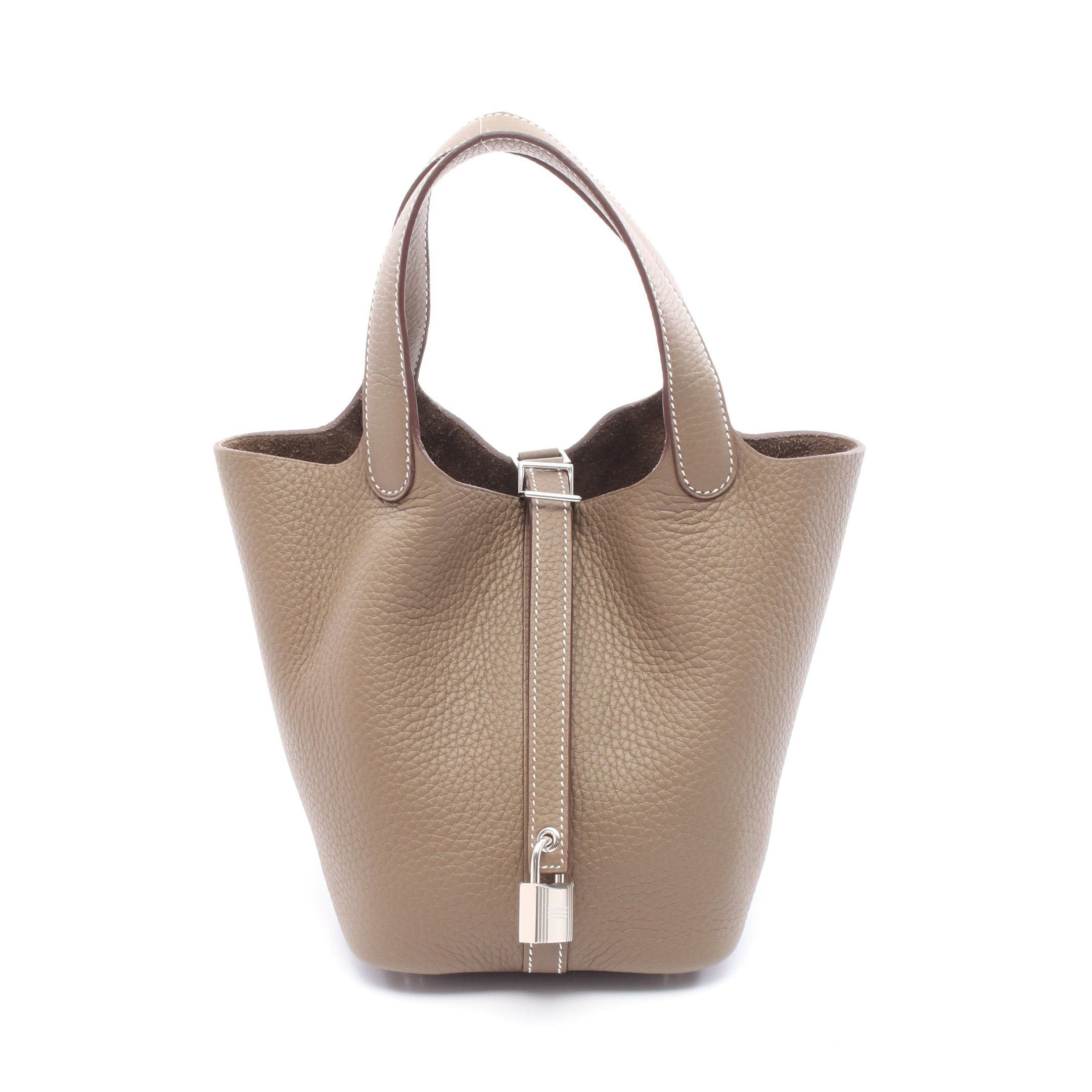 Hermes Hermes Picotan Lock Pm Etoupe Handbag Clemence Leather Gray Brown Silver Hardware K Stamp Size ONE SIZE - 1 Thumbnail