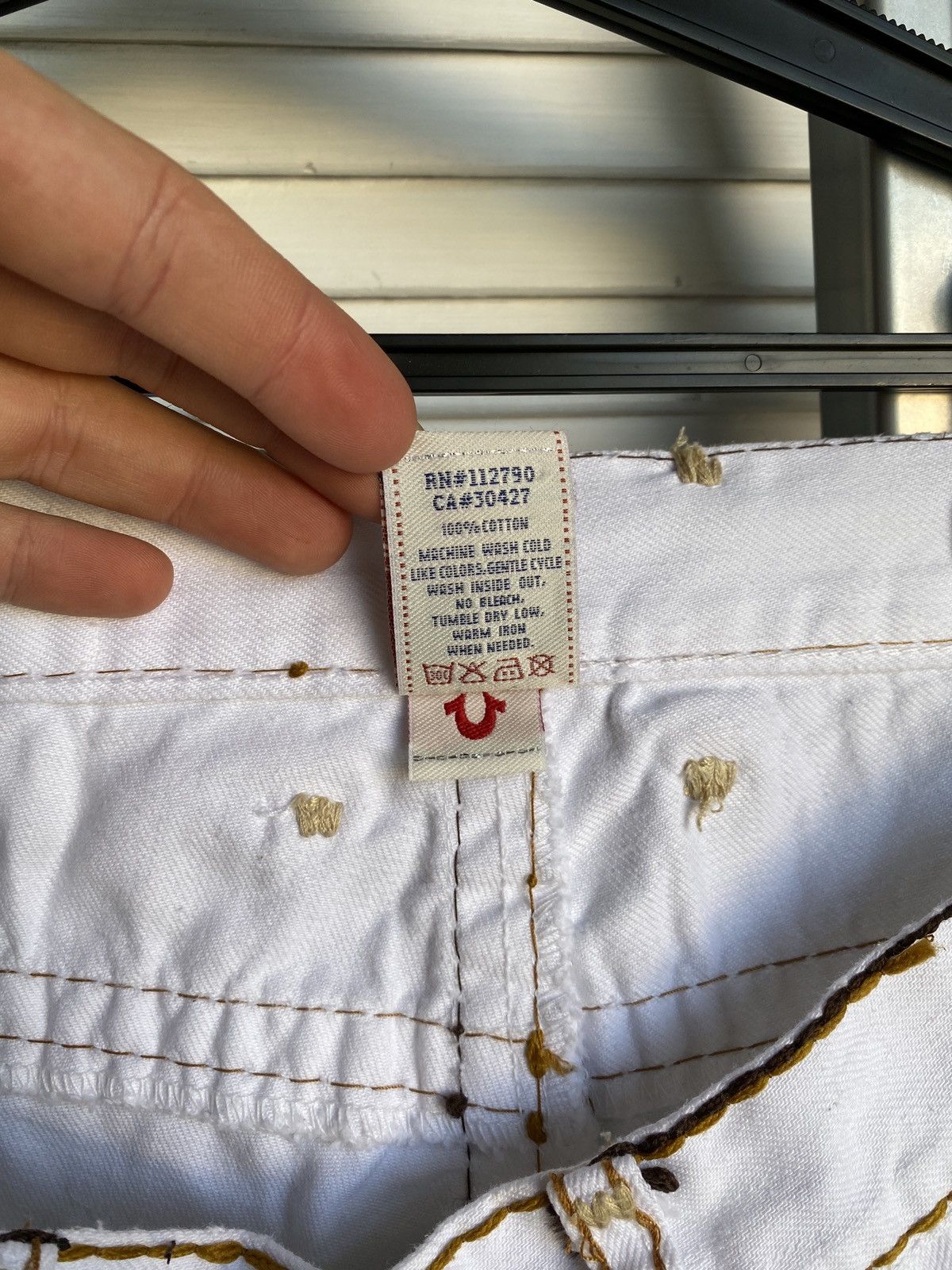 True Religion × Vintage True Religion White Jeans Big Stitch Denim USA Logan Super Size US 34 / EU 50 - 20 Thumbnail