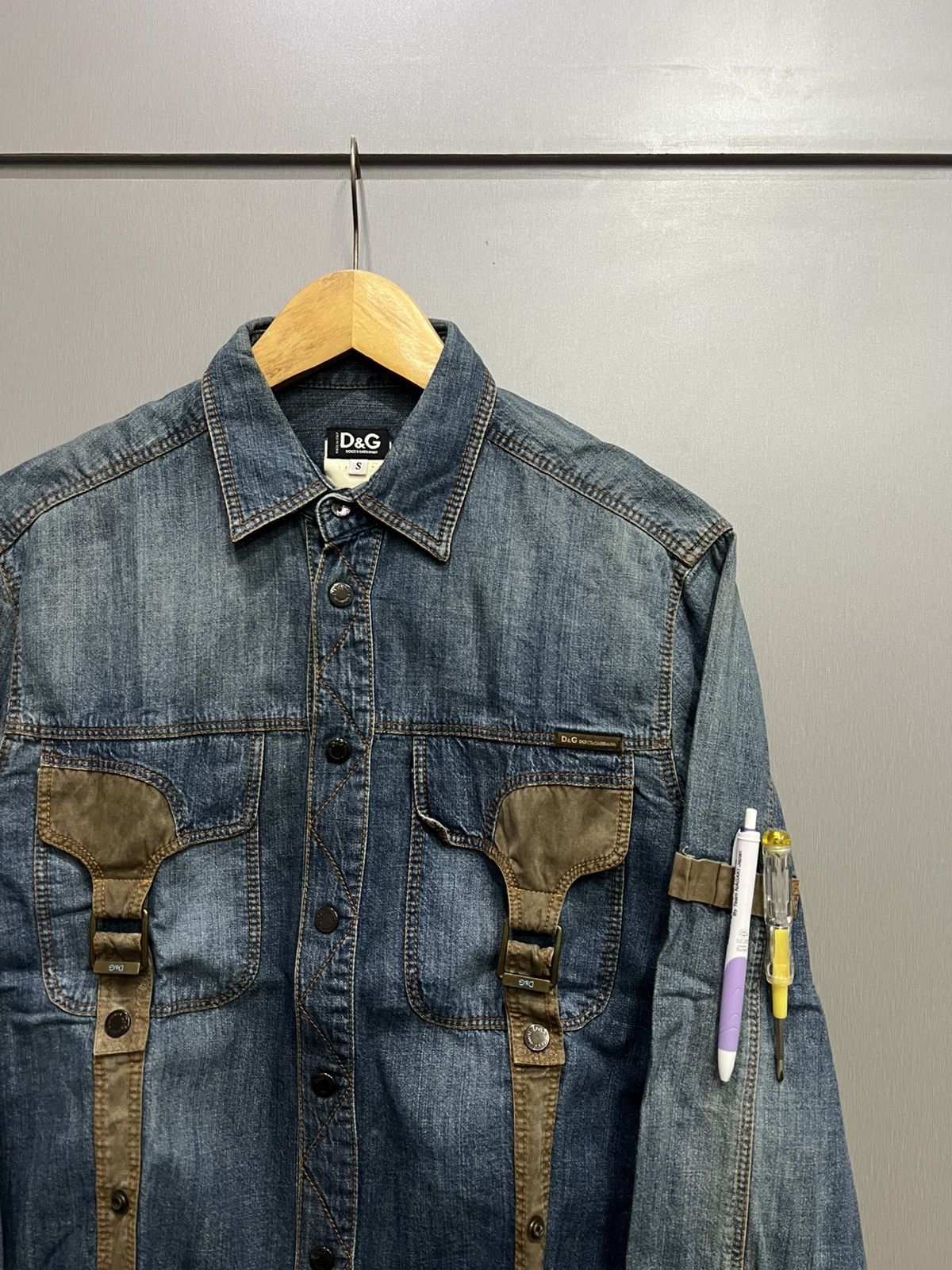 Dolce & Gabbana 2000s Dolce Gabbana Harness Denim Shirt Size US S / EU 44-46 / 1 - 2 Thumbnail
