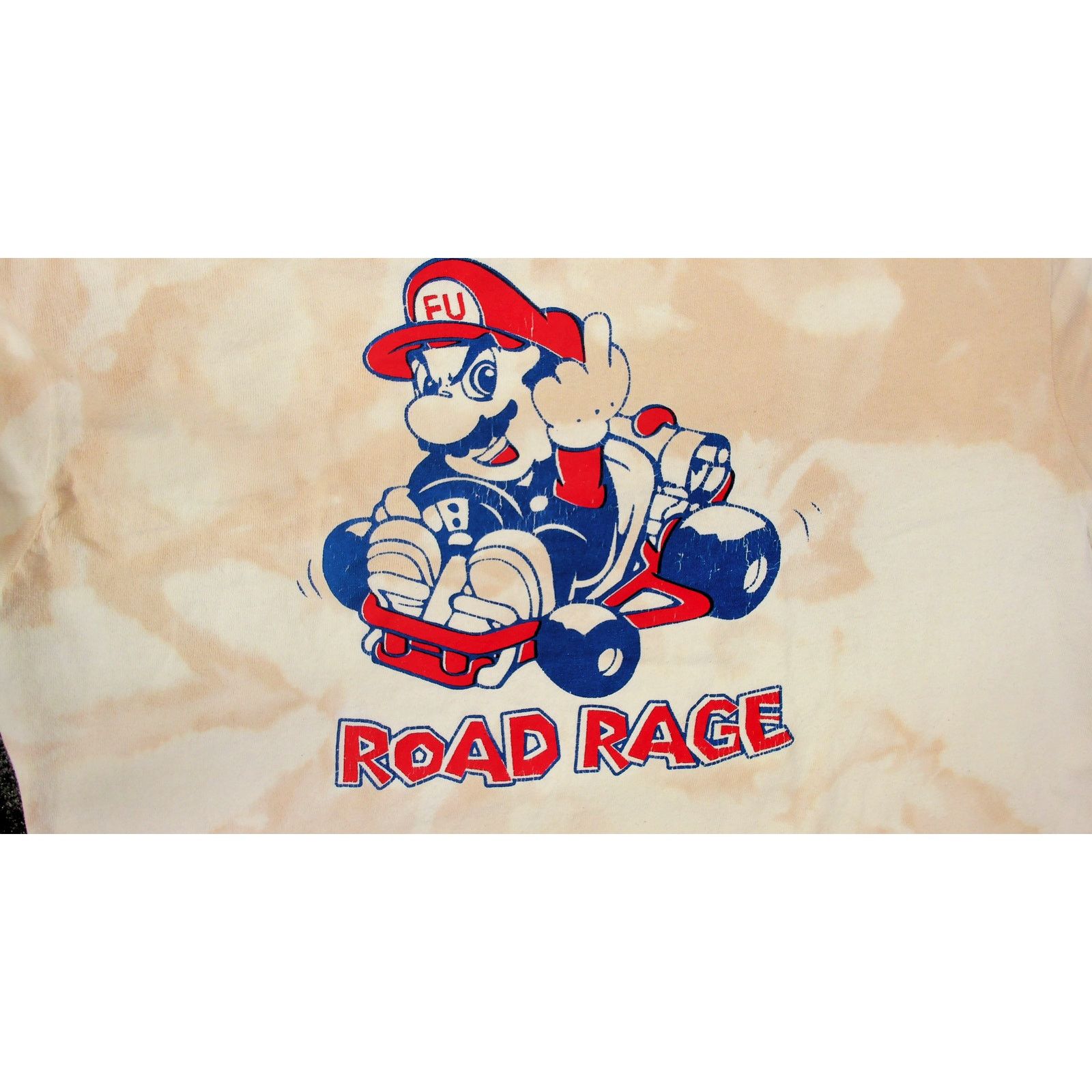 Vintage VTG Y2K "Road Rage" Mario Parody Bleach Wash Tee (Boxy) Size US L / EU 52-54 / 3 - 7 Thumbnail