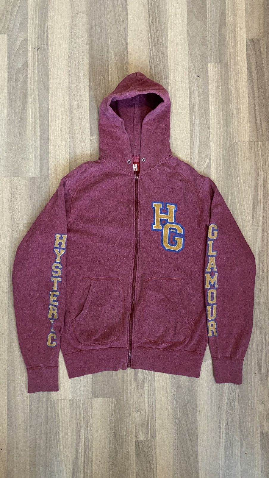 Image of Hysteric Glamour 69 Zip Up Hoodie in Wine, Men's (Size Small)