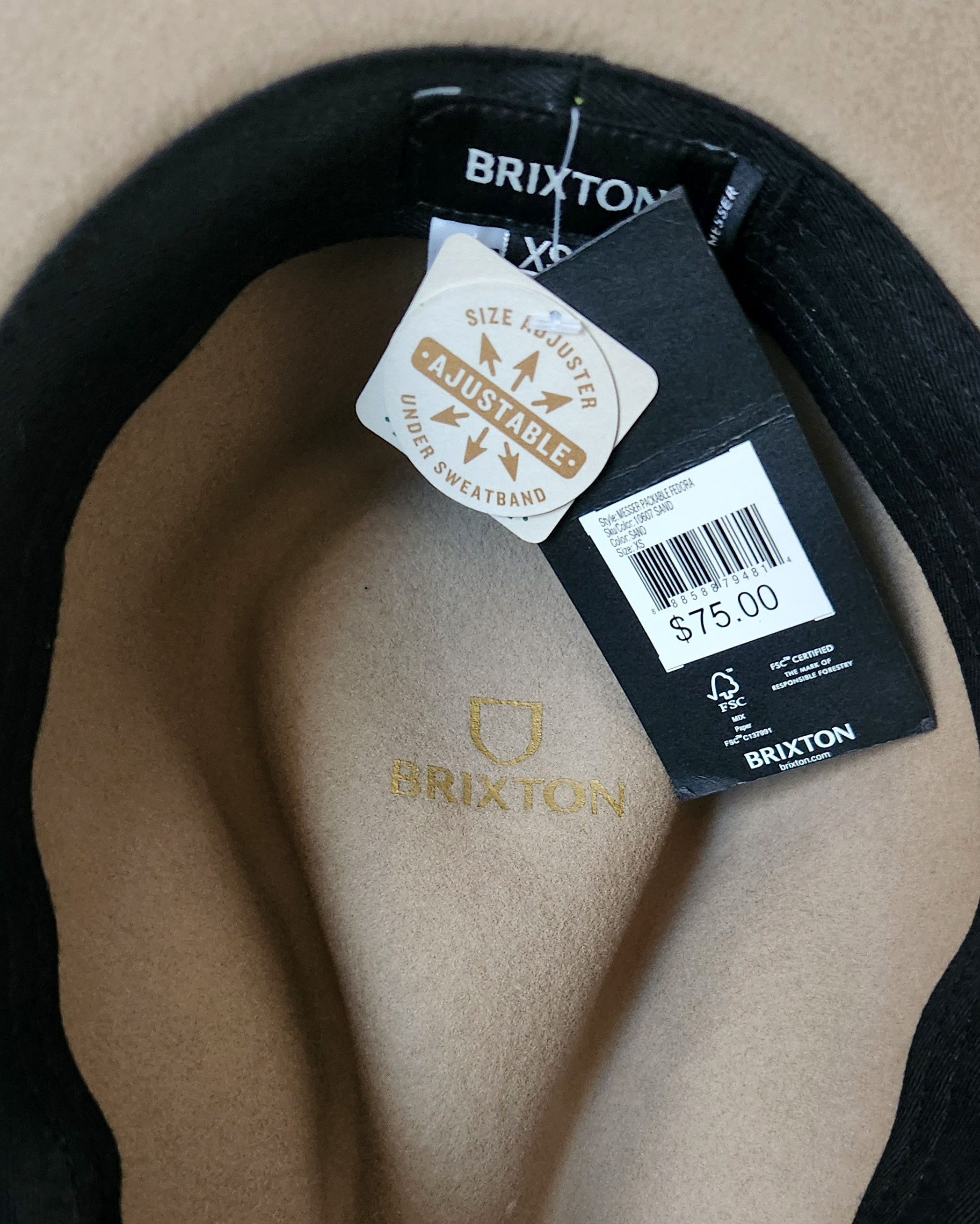 Brixton Brixton Messer Packable Fedora Sand Medium Brim Adult Unisex Size ONE SIZE - 7 Thumbnail