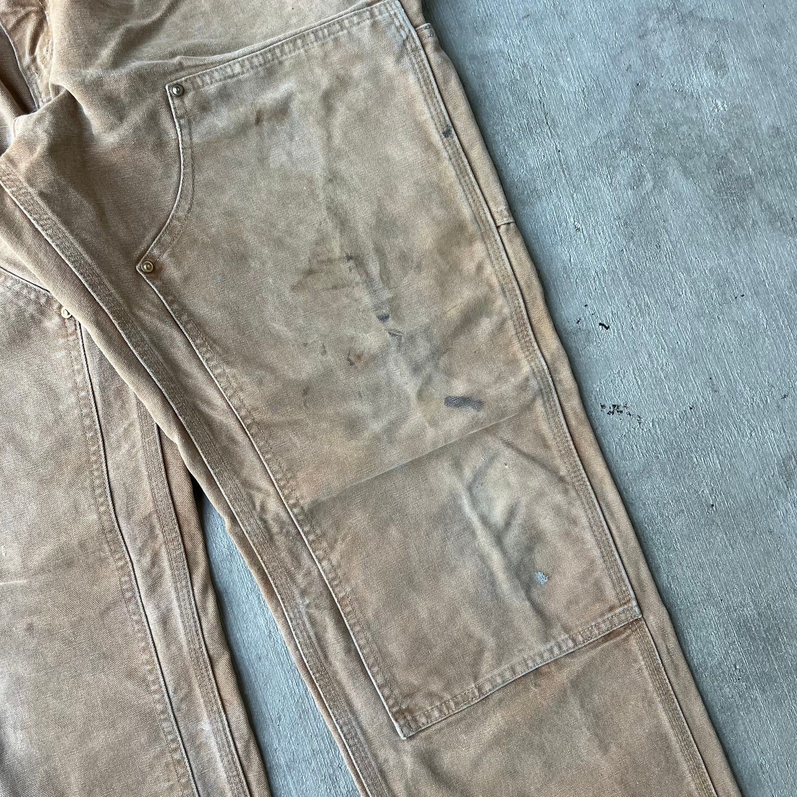 Carhartt × Vintage Carhartt faded brown double knee work wear carpenter pants Size US 31 - 4 Thumbnail