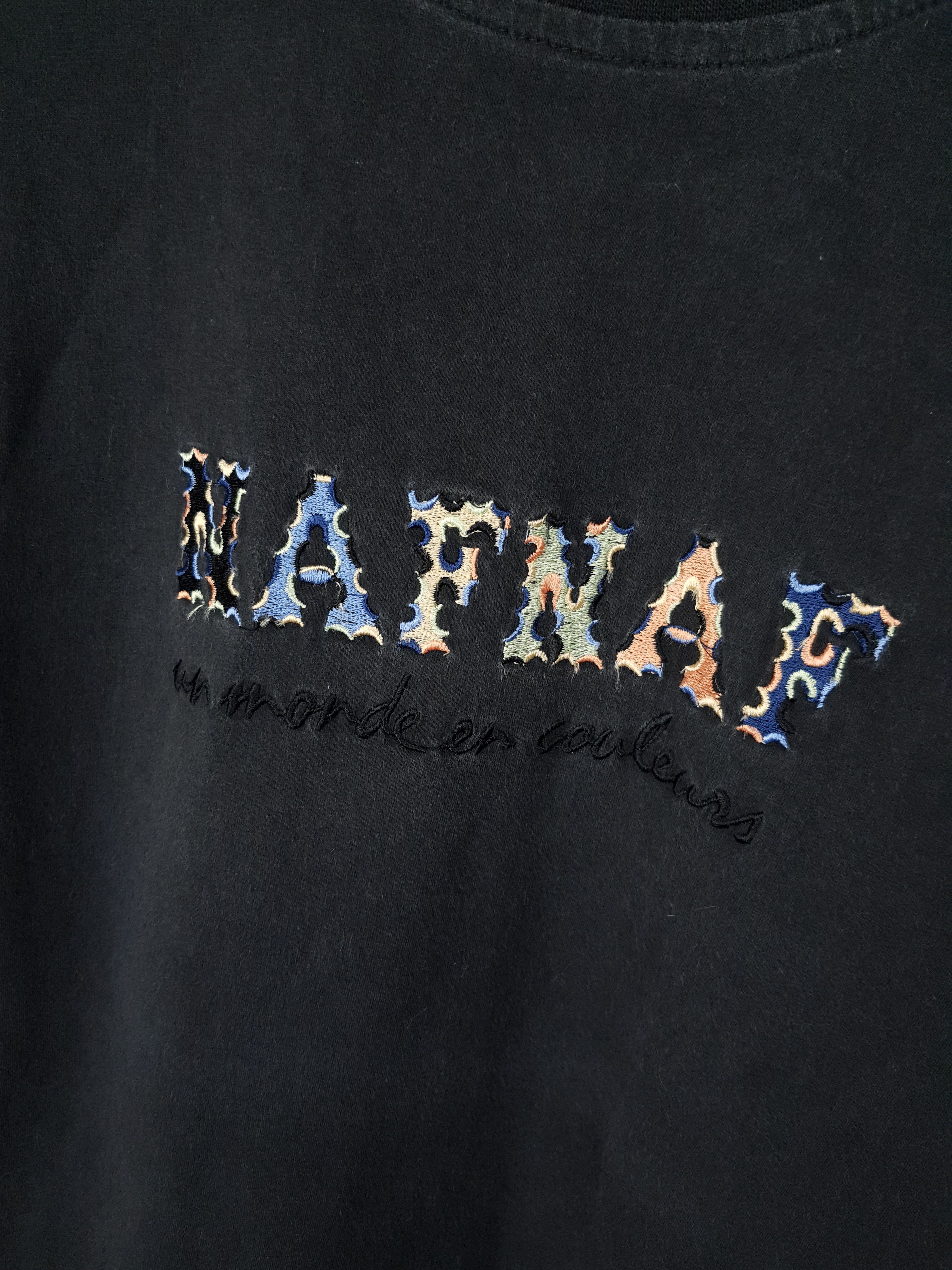 Vintage RARE Naf Naf by Issey Miyake Big Embroidered Logo Tee Size US M / EU 48-50 / 2 - 3 Thumbnail