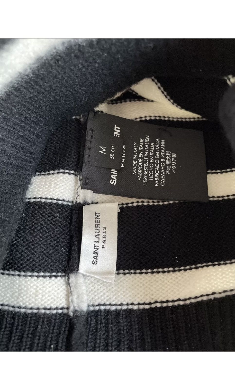 Saint Laurent Paris SAINT LAURENT Black & White Sailor Stripes Beanie Size ONE SIZE - 6 Thumbnail
